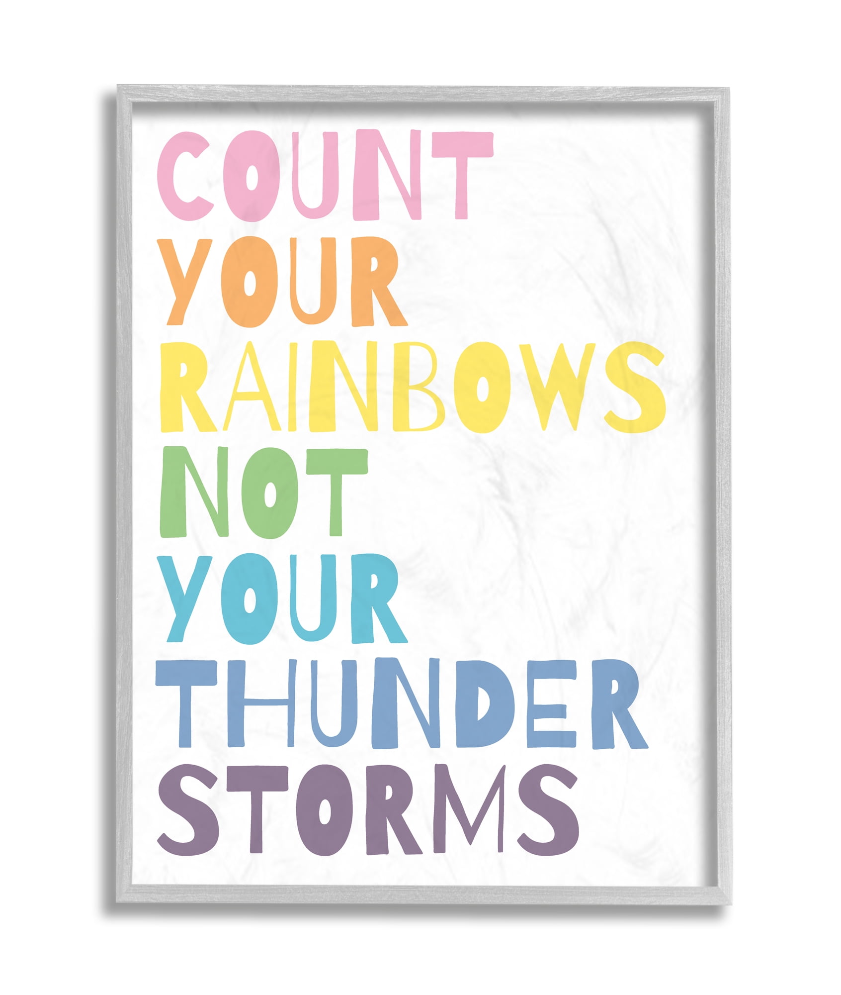 Stupell Industries Count Rainbows Not Thunder Storms Phrase Rainbow Text Grey Framed, 11 x 14, Design by Wild Apple Portfolio