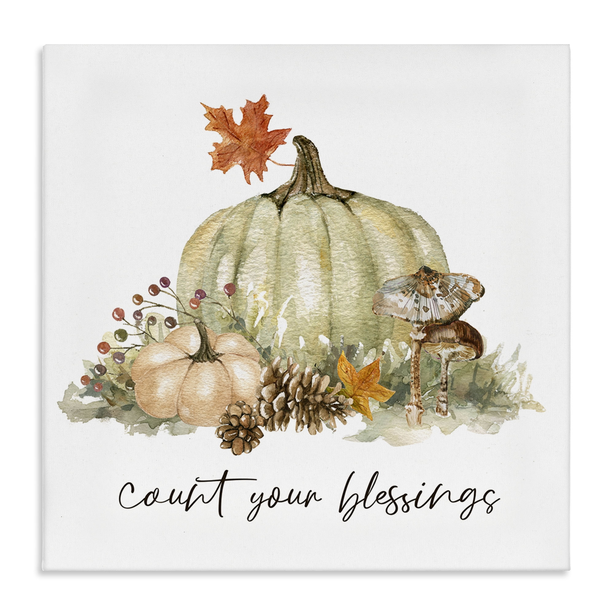 Stupell Industries Count Your Blessings Botanical & Floral Painting Gallery Wrapped Canvas Art Prints Wall Art, 24 x 24