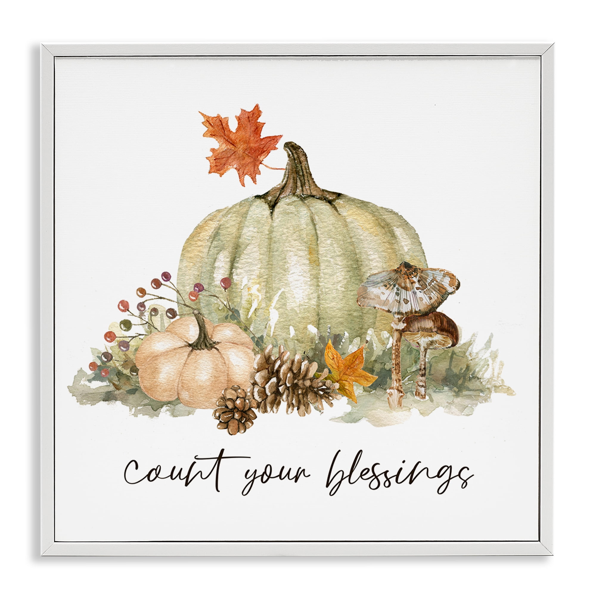 Stupell Industries Count Your Blessings Botanical & Floral Painting White Framed Art Prints Wall Art, 24 x 24