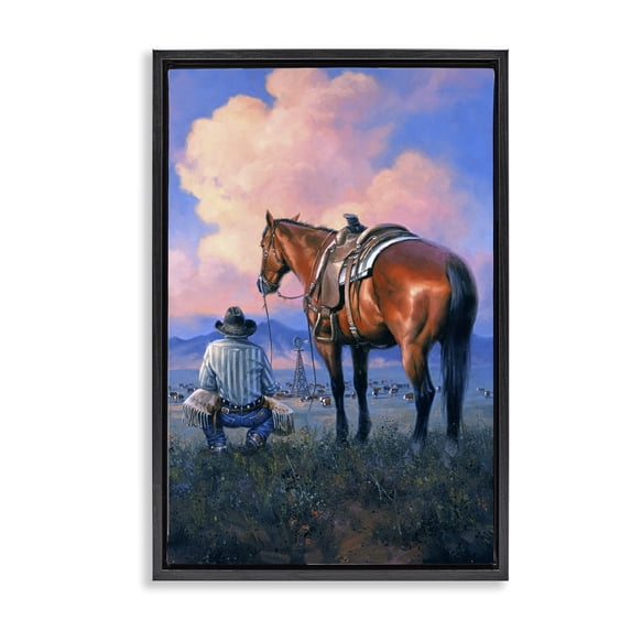 Stupell Industries Counting Blessing Western Cowboy People Painting Black Floater Framed Canvas Art Print Wall Art, 17 x 25