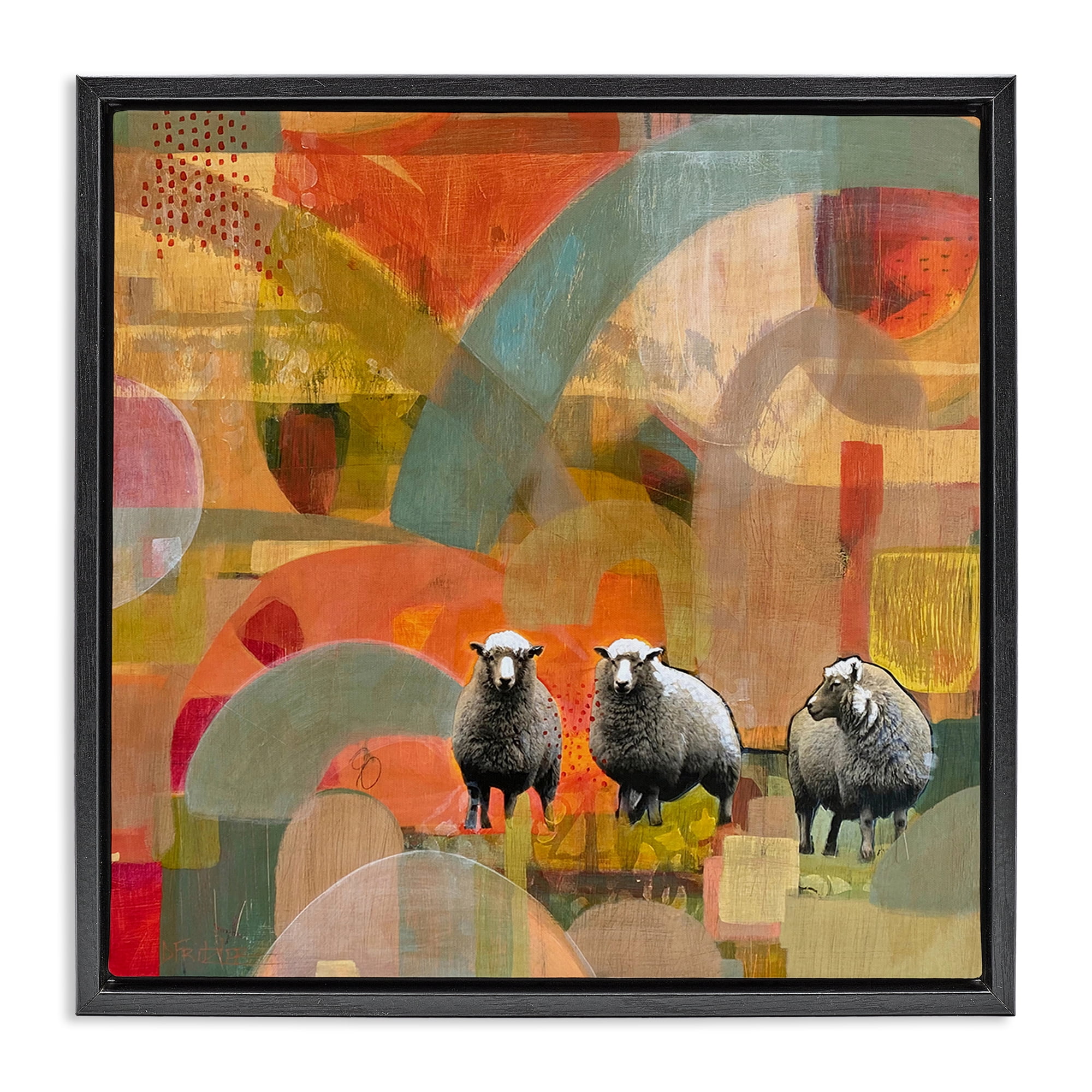 Stupell Industries Counting In My Sheep Black Framed Floater Canvas Wall Art, design by Dianna Fritzler