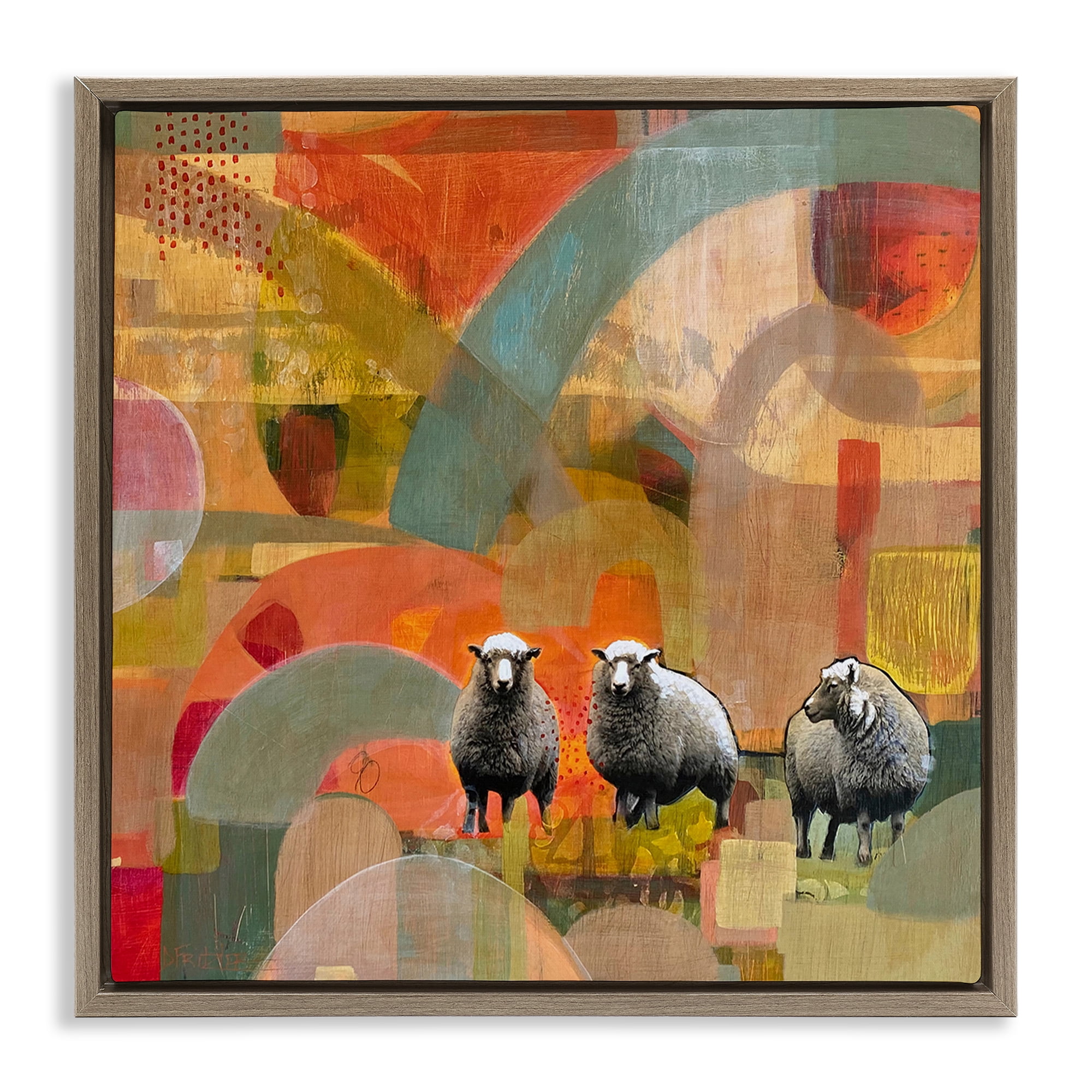 Stupell Industries Counting In My Sheep Brown Framed Floater Canvas Wall Art, design by Dianna Fritzler