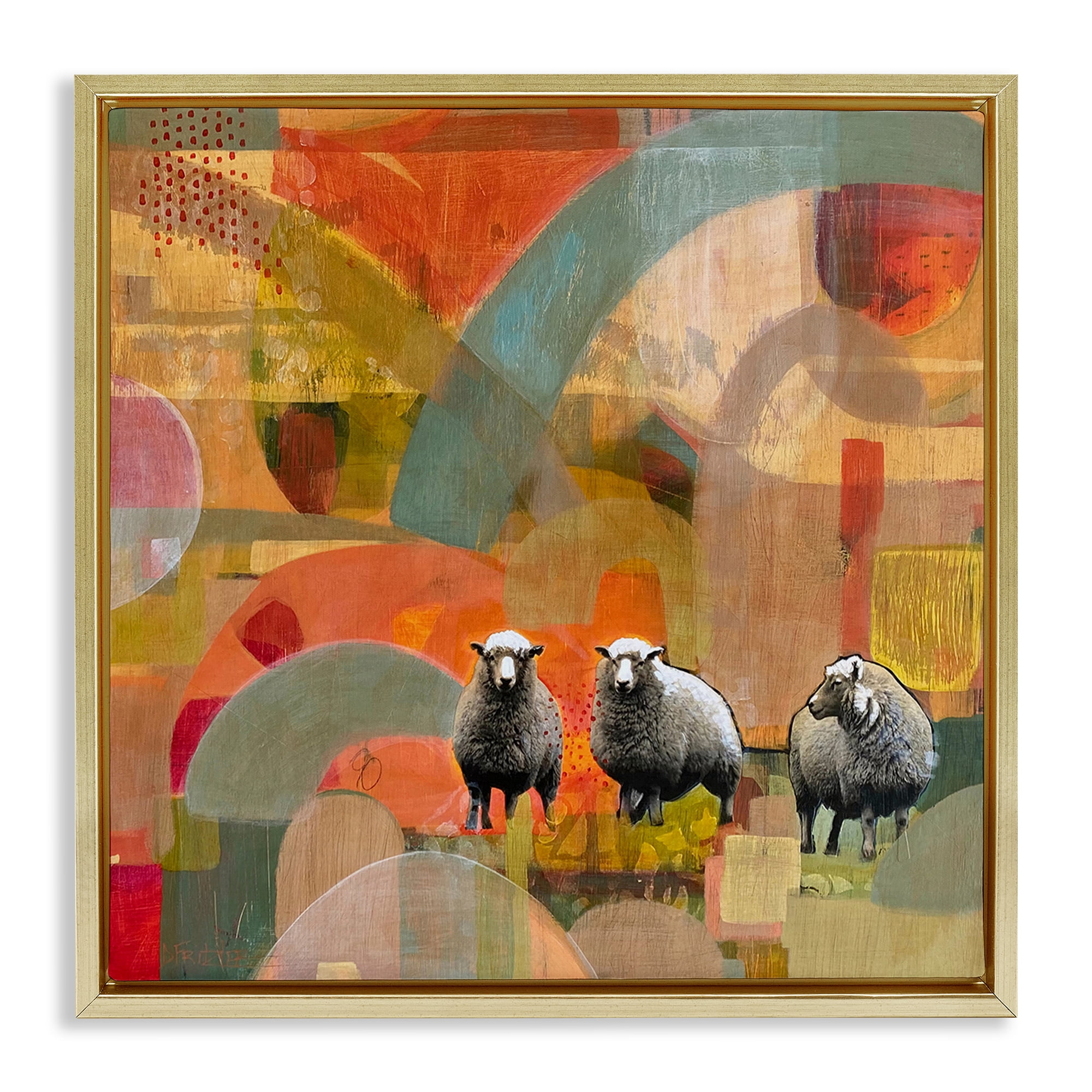 Stupell Industries Counting In My Sheep Gold Framed Floater Canvas Wall Art, design by Dianna Fritzler