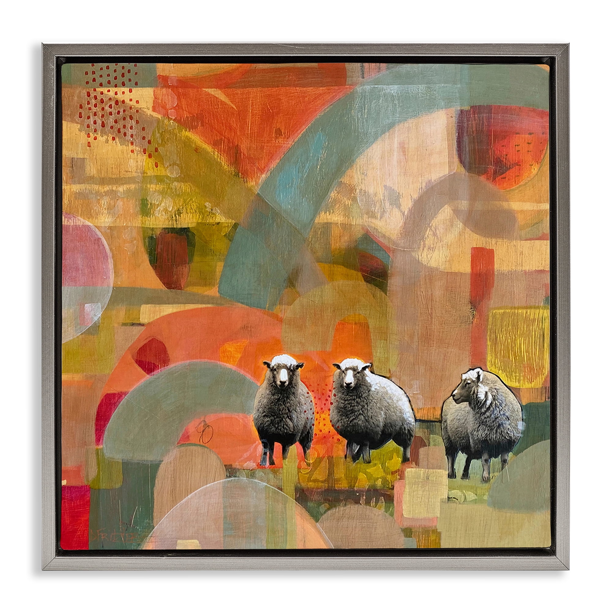 Stupell Industries Counting In My Sheep Gray Framed Floater Canvas Wall Art, design by Dianna Fritzler
