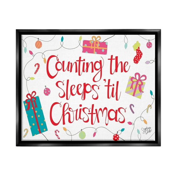 Stupell Industries Counting The Sleeps 'Til Christmas Holiday Painting Black Floater Framed Art Print Wall Art