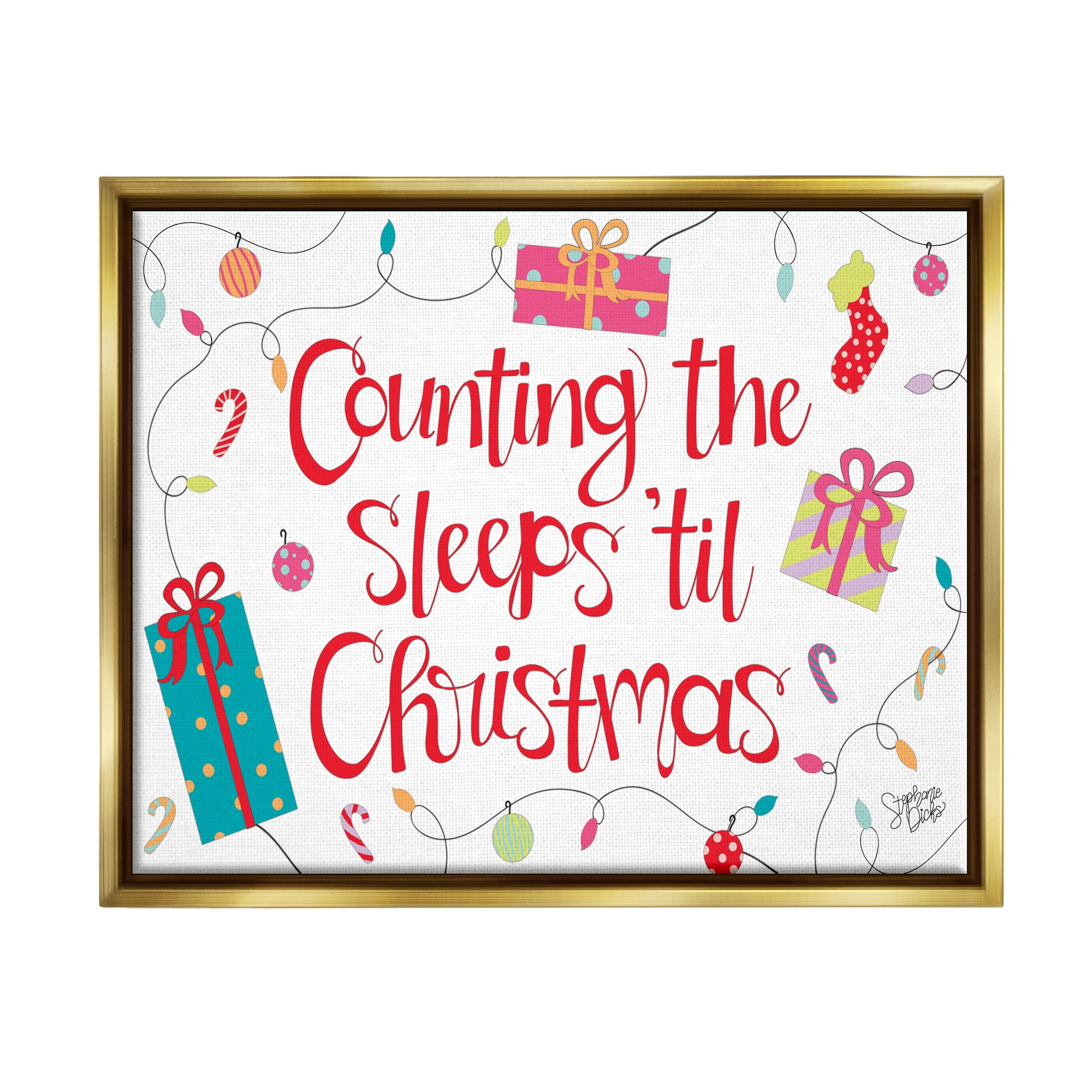 Stupell Industries Counting The Sleeps 'Til Christmas Holiday Painting Gold Floater Framed Art Print Wall Art