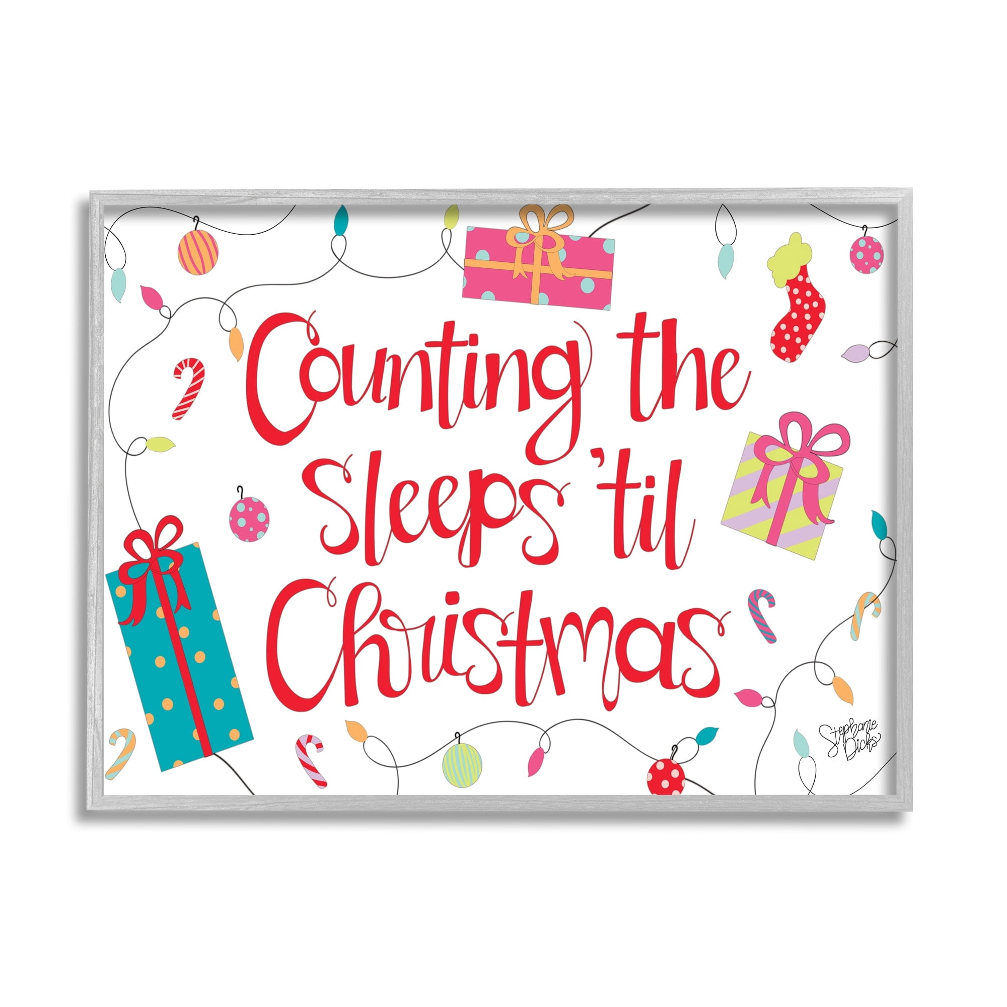 Stupell Industries Counting The Sleeps 'Til Christmas Holiday Painting Gray Framed Art Print Wall Art