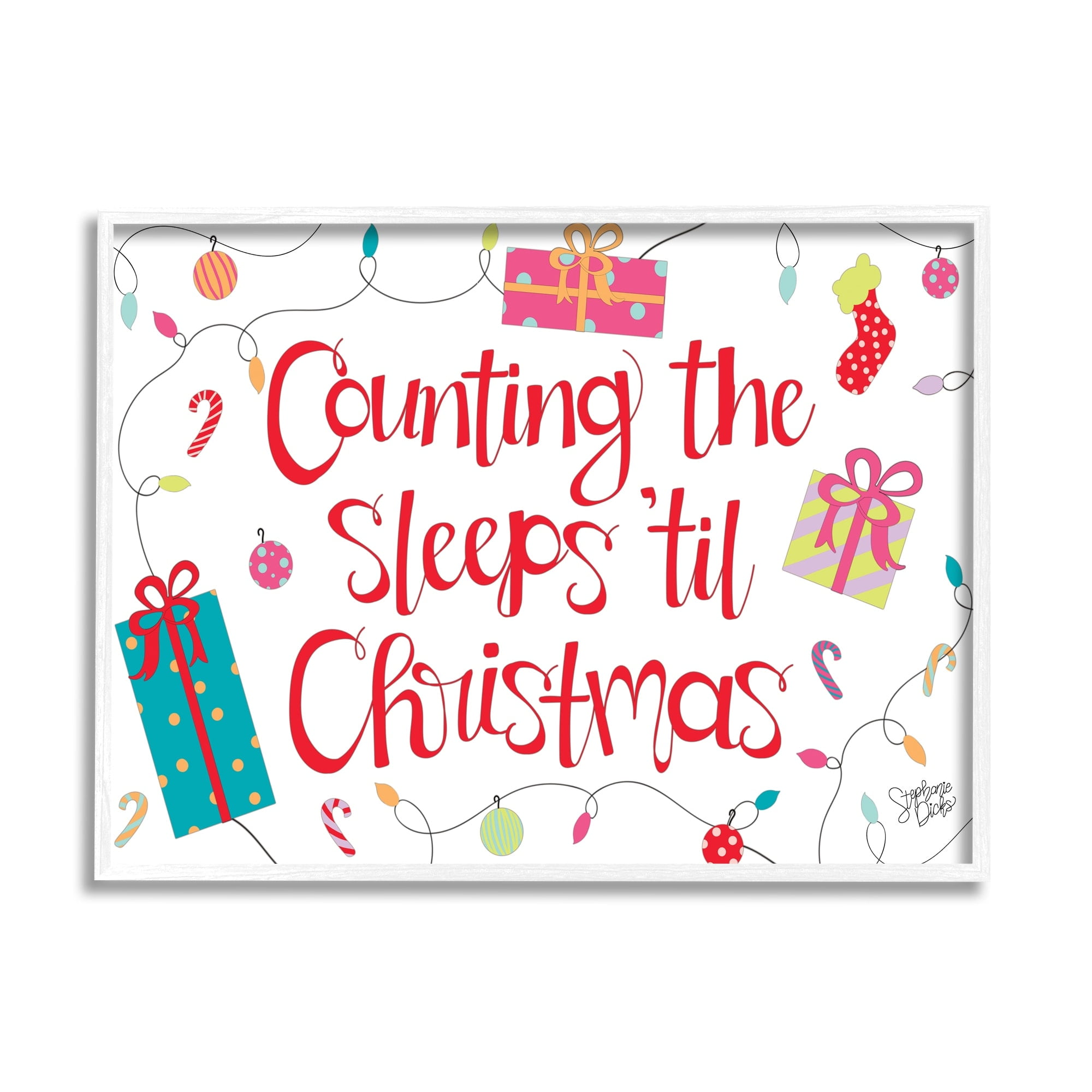 Stupell Industries Counting The Sleeps 'Til Christmas Holiday Painting White Framed Art Print Wall Art