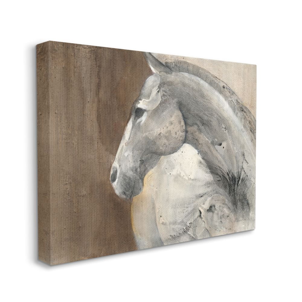 Stupell Industries Country Animals Feminine Horse Western Grey Brown Painting Canvas Wall Art Design by Albena Hristova, 24" x 30"