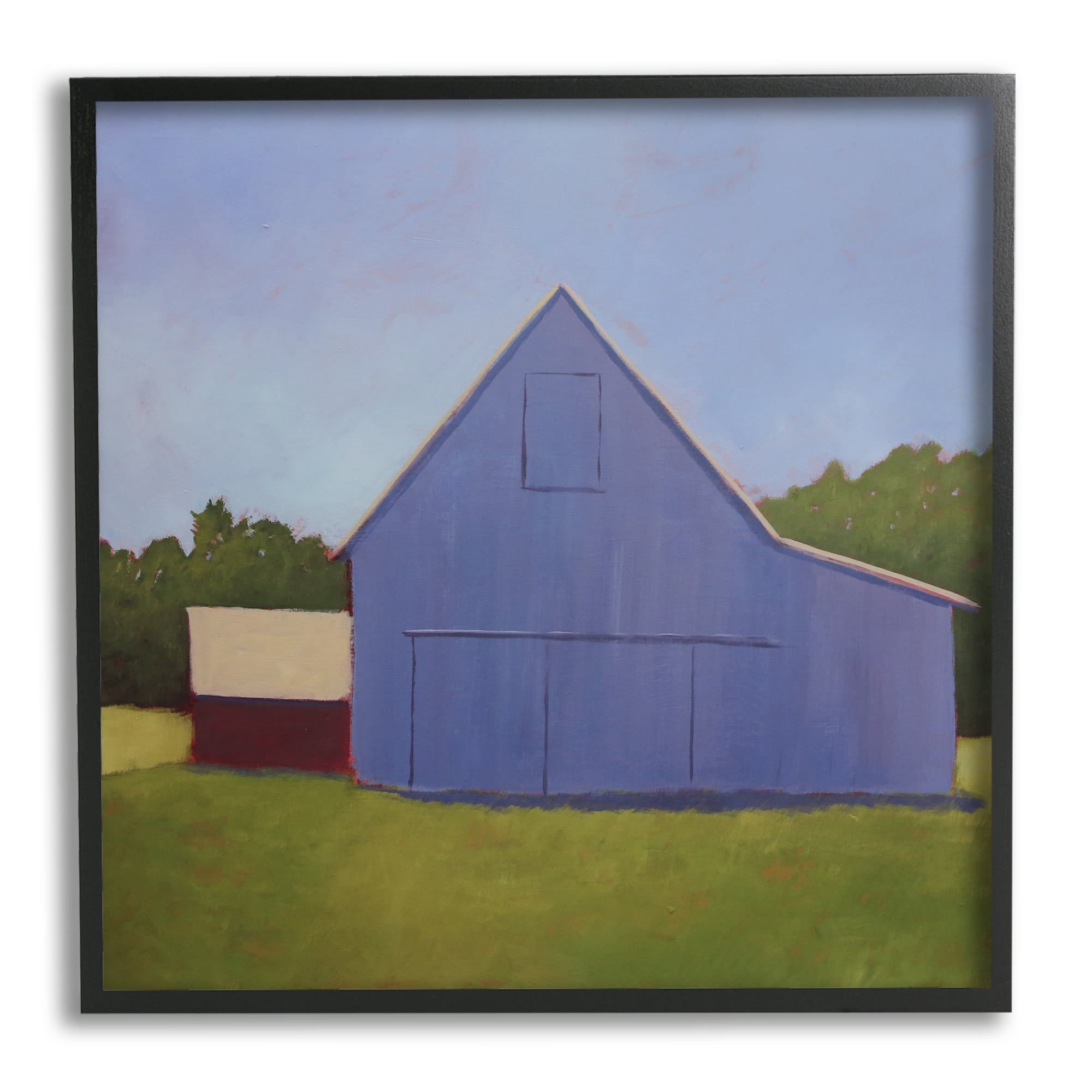 Blue Barn Landscape Canvas Print in Black Frame, 24" x 24"