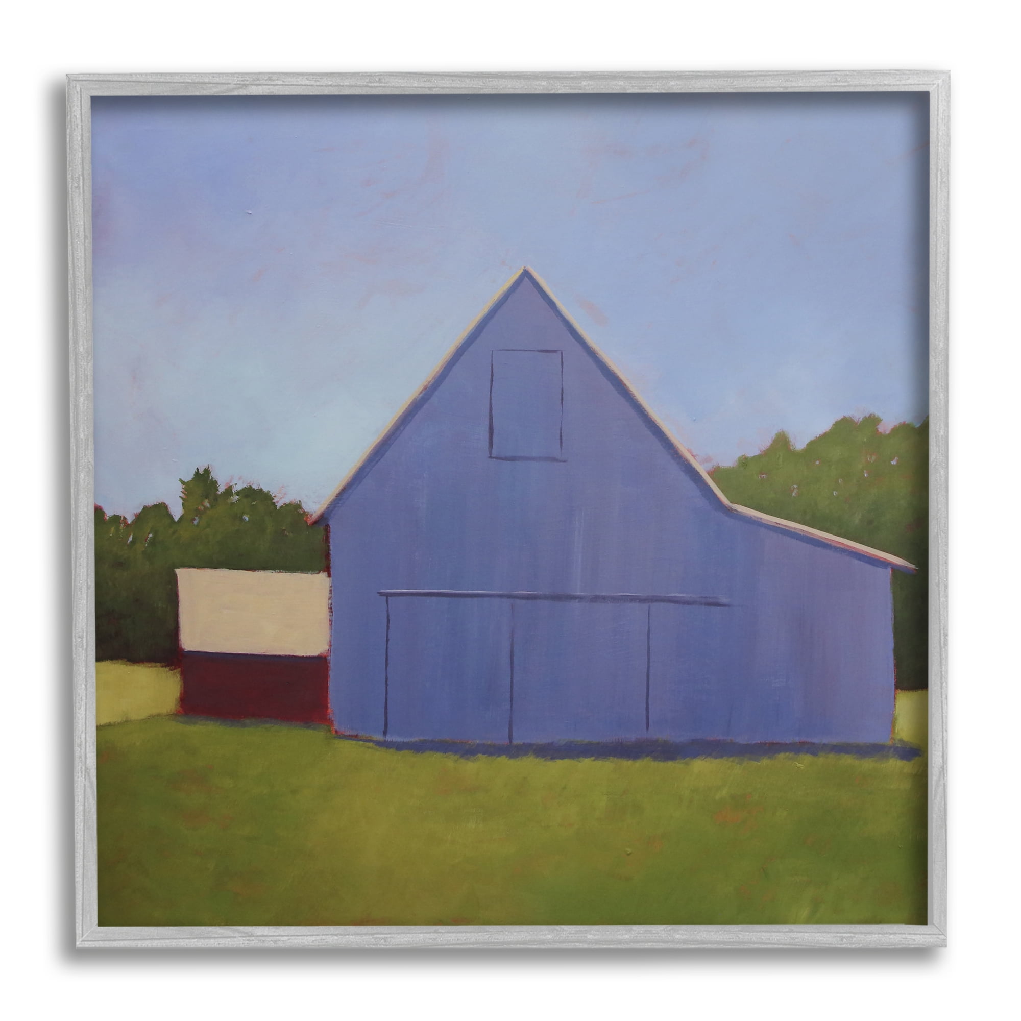 Stupell Industries Country Barn Grassland Landscape Landscape Painting Gray Framed Art Print Wall Art