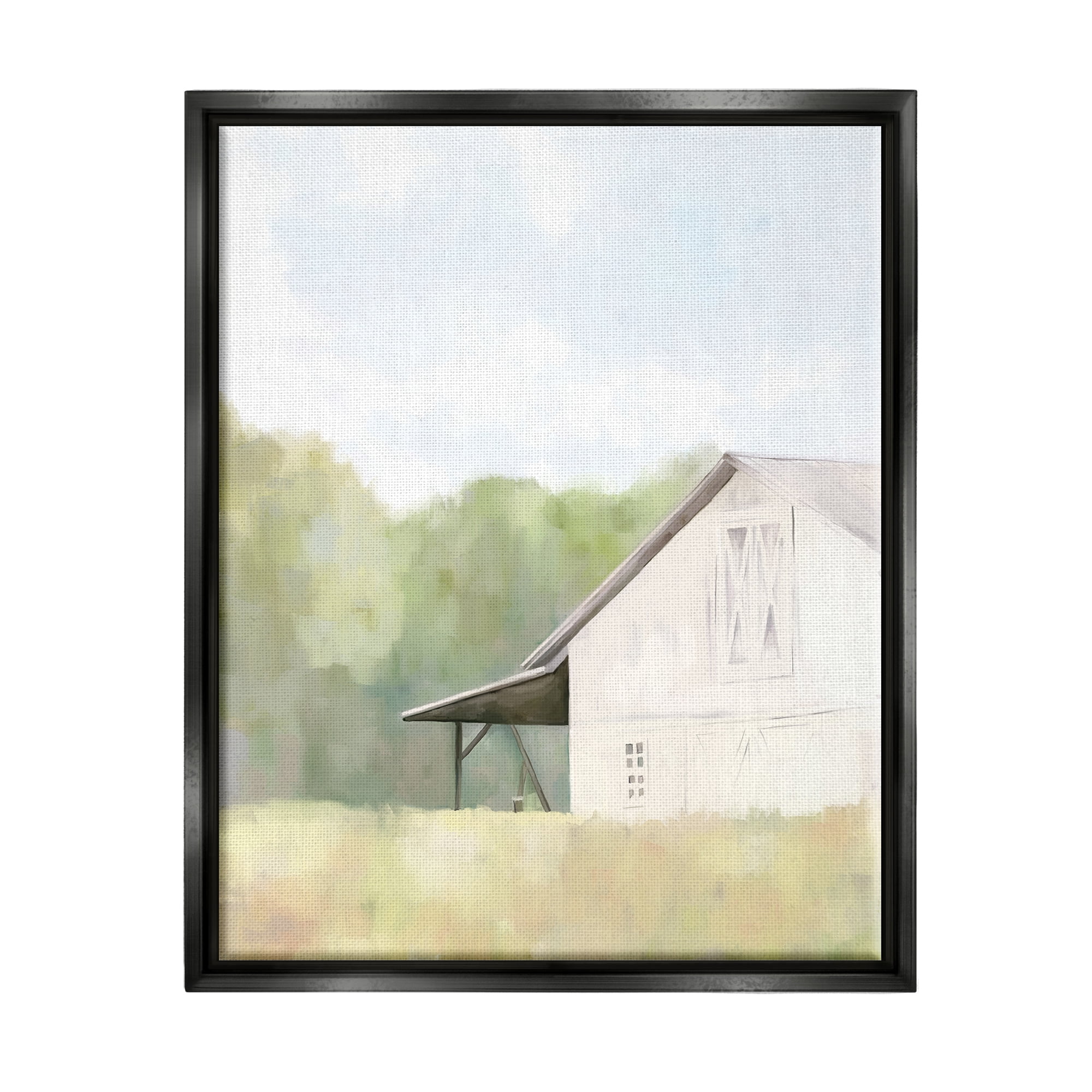 Stupell Industries Country Barn Landscape Nature Painting Black Floater Framed Art Print Wall Art, 25 x 31