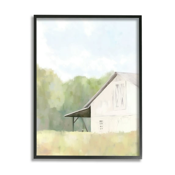 Stupell Industries Country Barn Landscape Nature Painting Black Framed Art Print Wall Art, 16 x 20