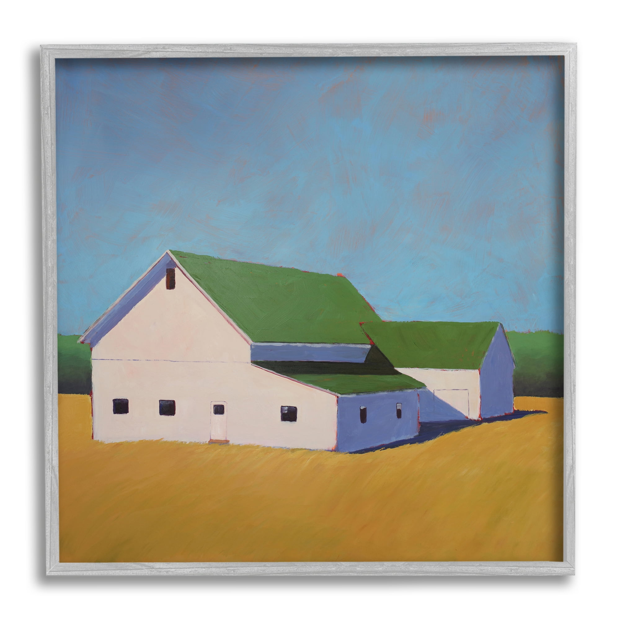 Stupell Industries Country Barn Landscape Travel & Places Painting Gray Framed Art Print Wall Art, 17 x 17