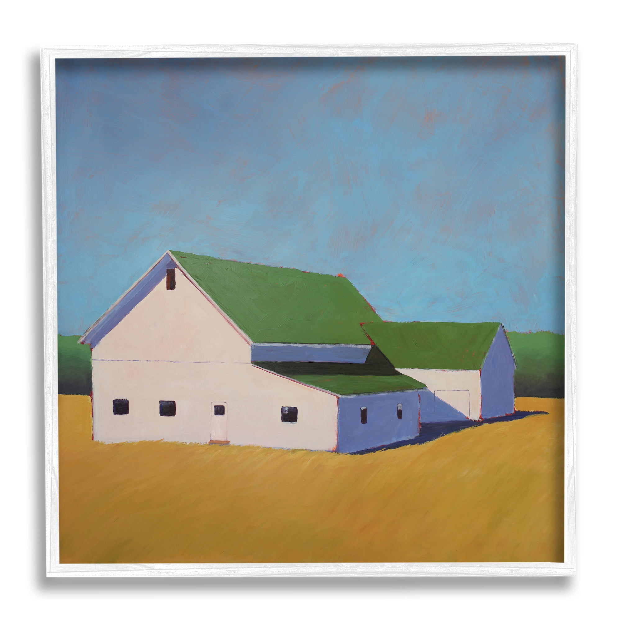 Stupell Industries Country Barn Landscape Travel & Places Painting White Framed Art Print Wall Art, 24 x 24