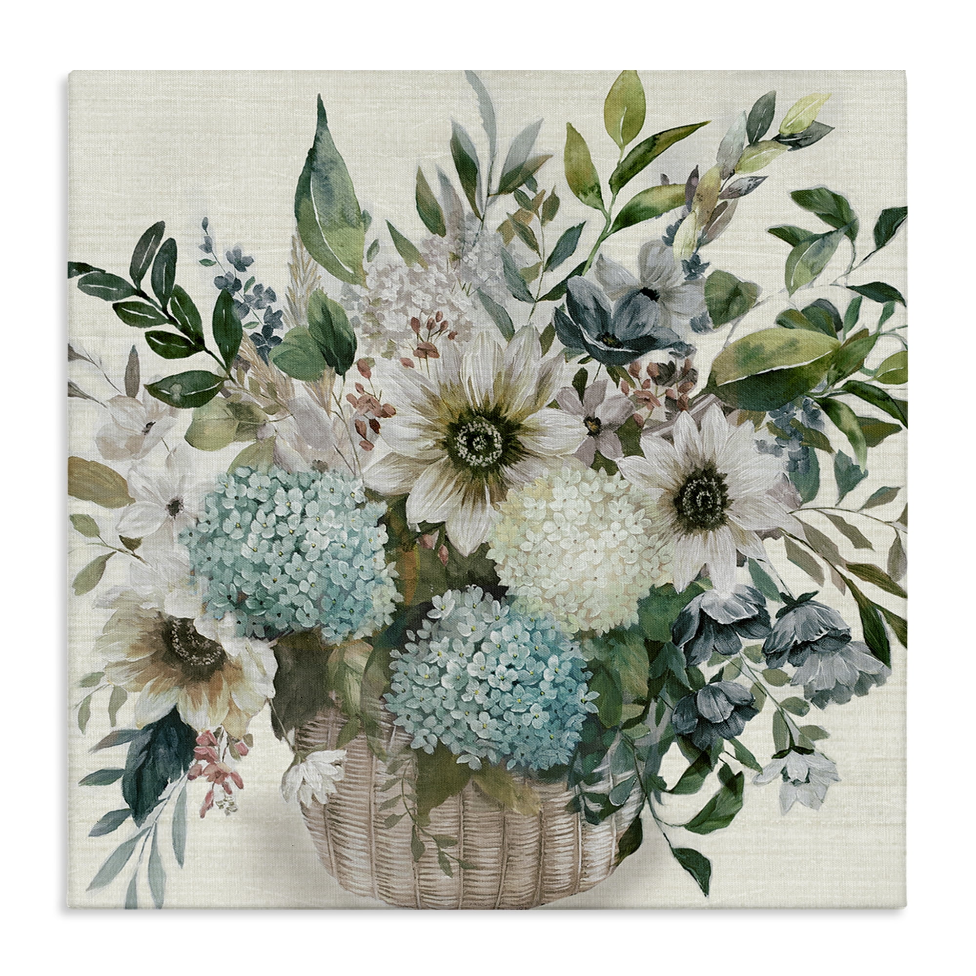 Stupell Industries Country Basket of Flowers Plants & Flowers Painting Wrapped Canvas Art Print Wall Art, 24 x 24