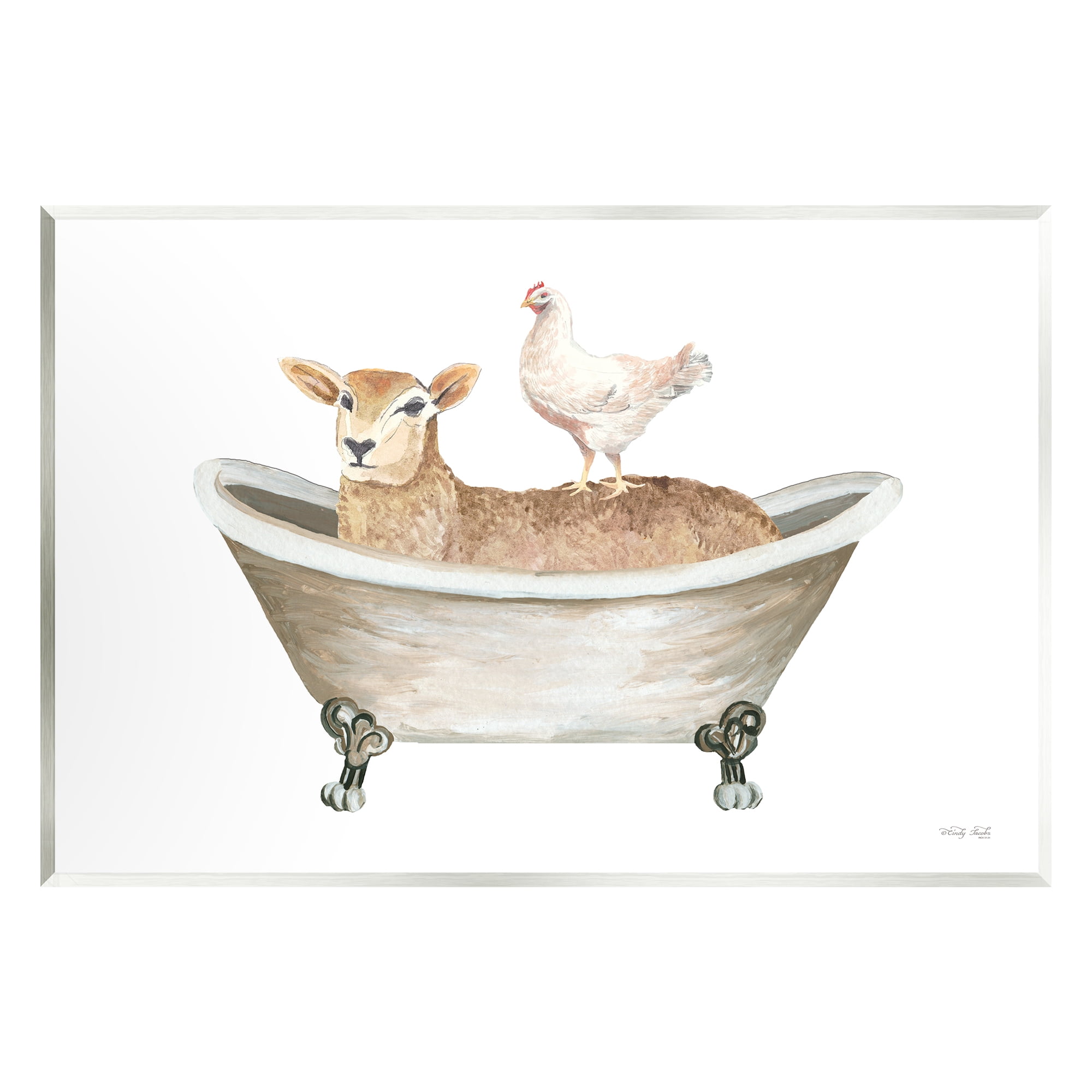 Stupell Industries Country Bathroom Animals Animals & Insects Painting Unframed Art Print Wall Art, 19 x 13