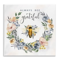 Stupell Industries Country Bee Grateful Botanical & Floral Painting Unframed Art Print Wall Art, 12 x 12