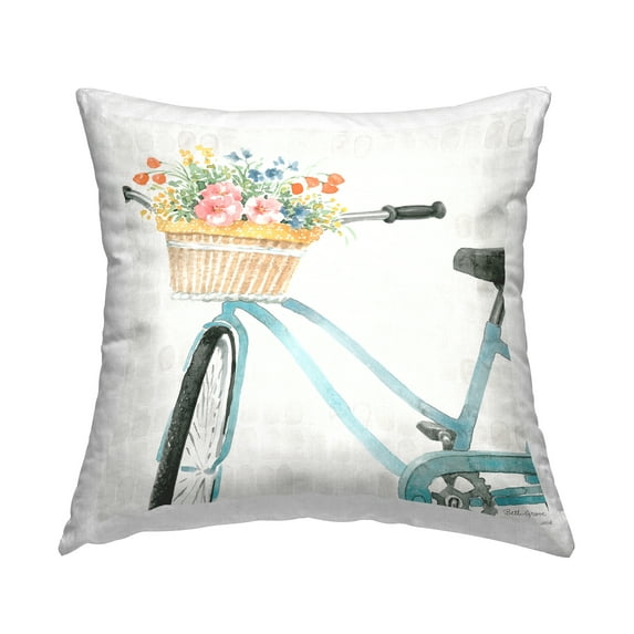 Stupell Industries Country Bicycle Basket Blooming Spring Flowers Glam Off-White,18 x 7 x 18 Decorative Pillows