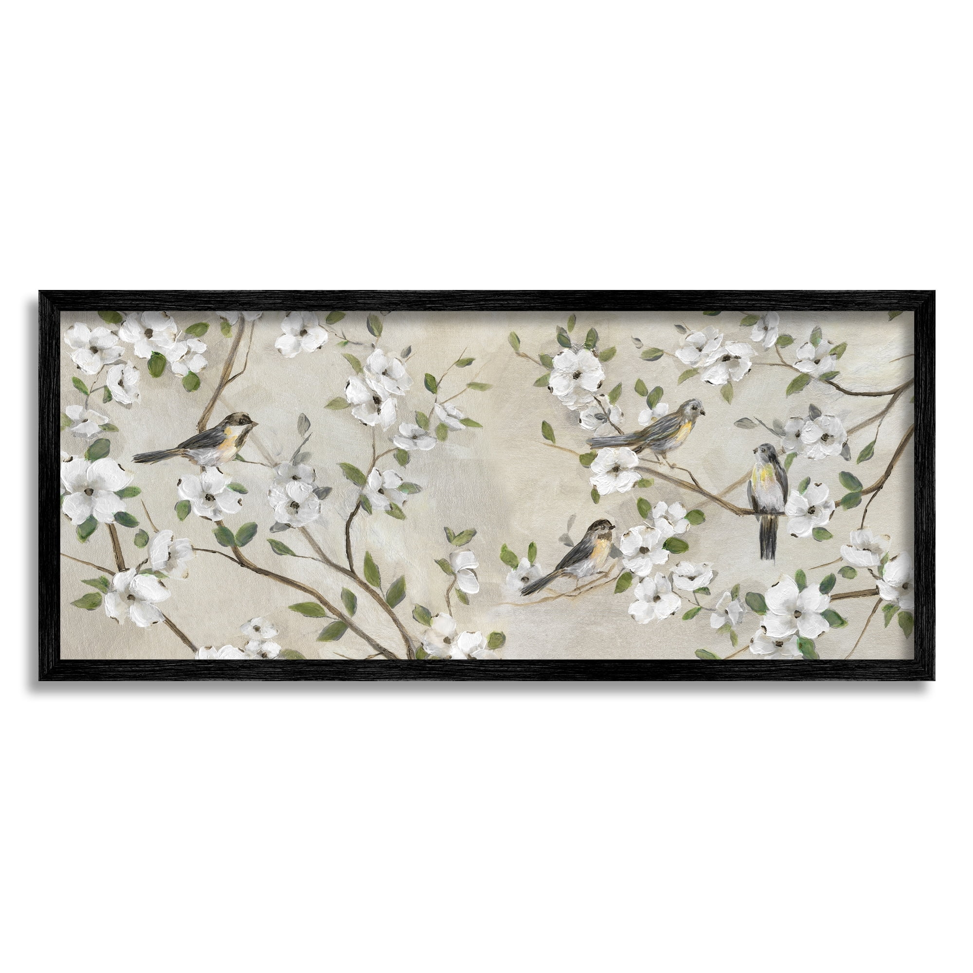 Stupell Industries Country Birds Soft White Floral Blossom Tree Branches, 24 x 10, Design by Nan