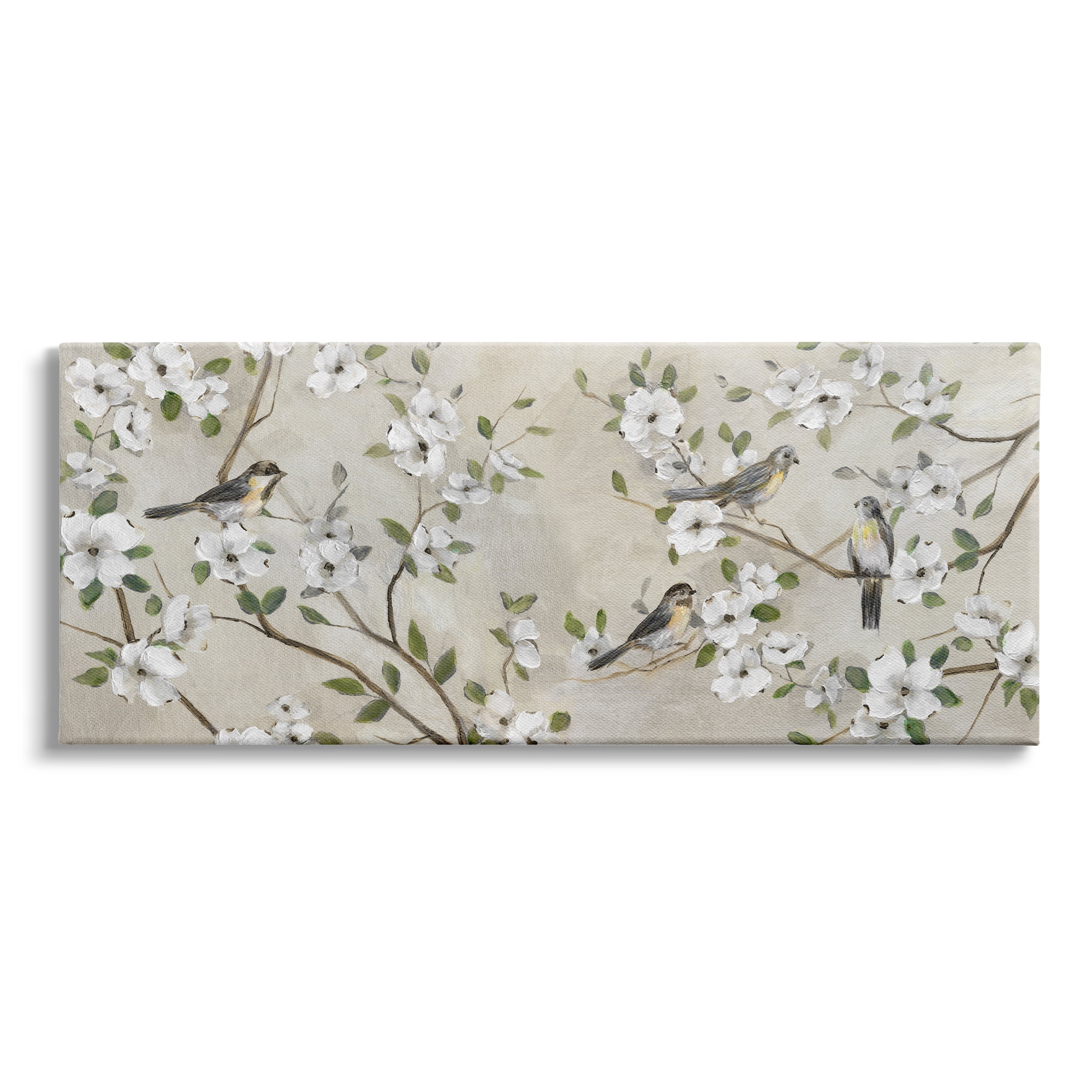 Stupell Industries Country Birds Soft White Floral Blossom Tree Branches, 40 x 17, Design by Nan