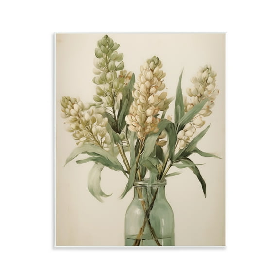 Stupell Industries Country Botanicals in Green Jar Floral Painting Unframed Art Print Wall Art, 11 x 14