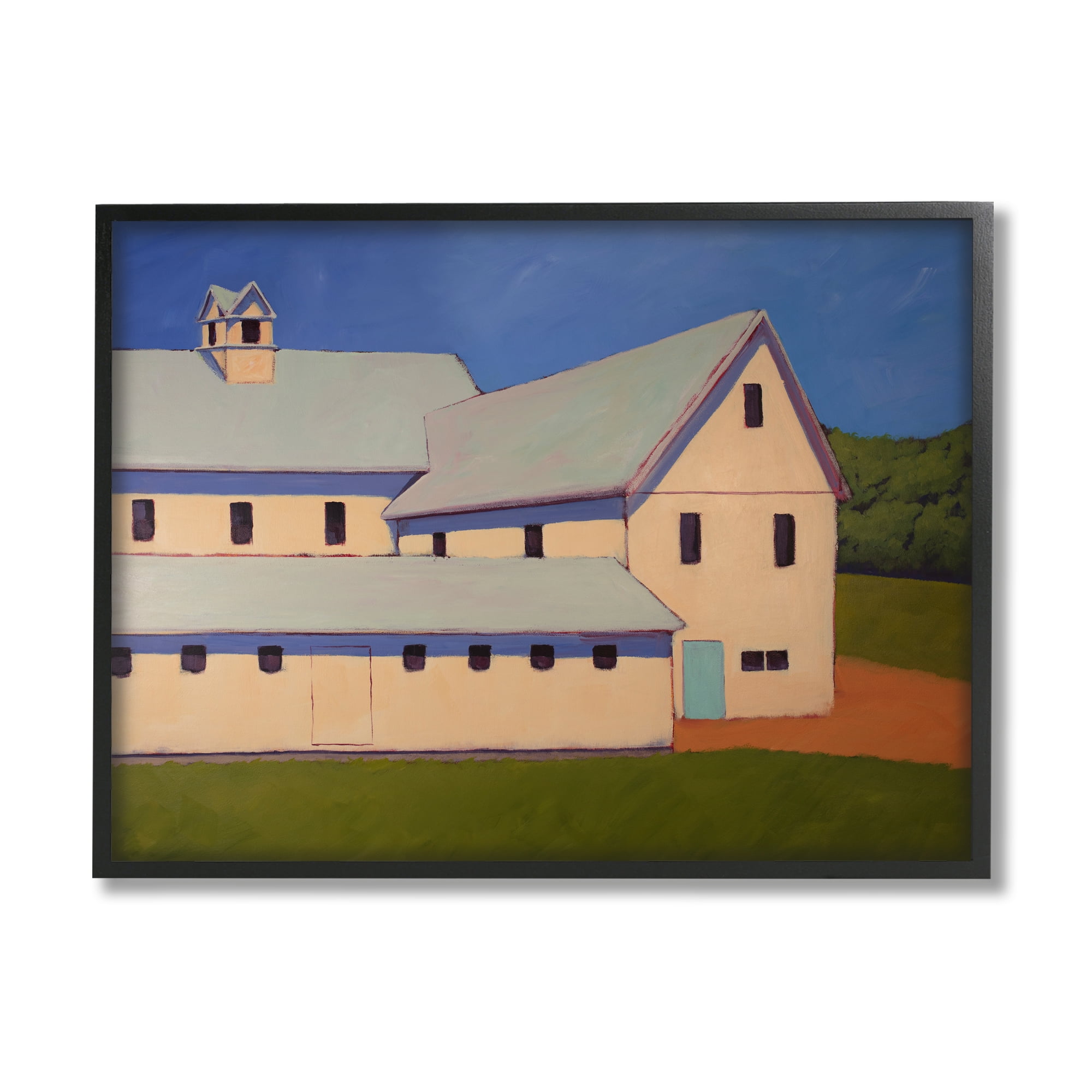 Stupell Industries Country Building Painting Travel & Places Painting Black Framed Art Print Wall Art, 14 x 11