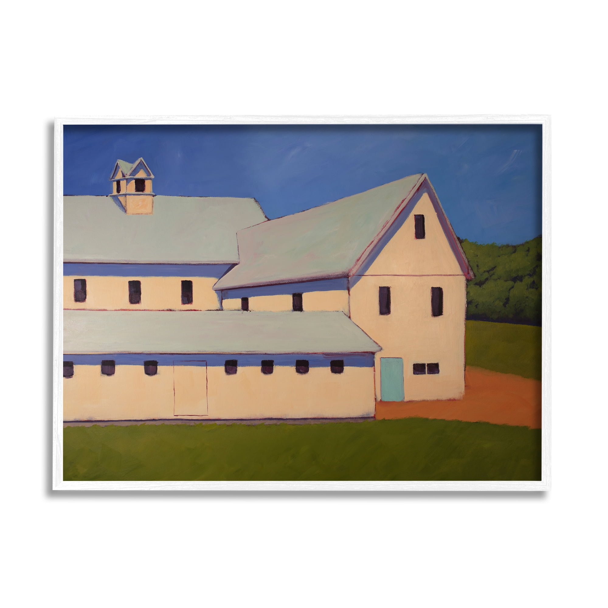 Stupell Industries Country Building Painting Travel & Places Painting White Framed Art Print Wall Art, 14 x 11
