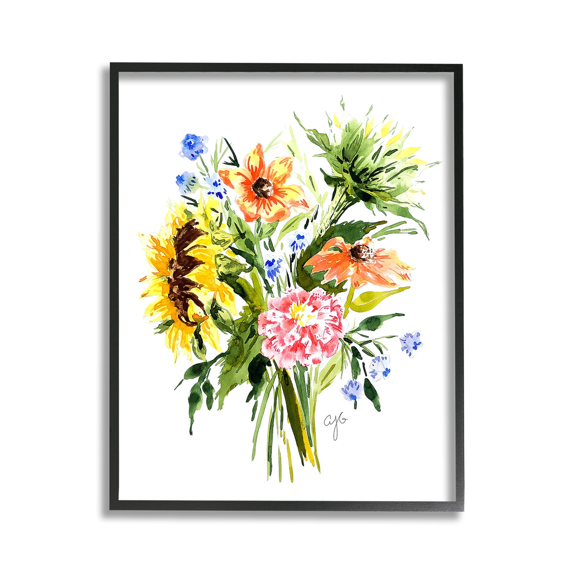 Stupell Industries Country Bunches Bouquet Botanical & Floral Painting Black Framed Art Print Wall Art, 11 x 14