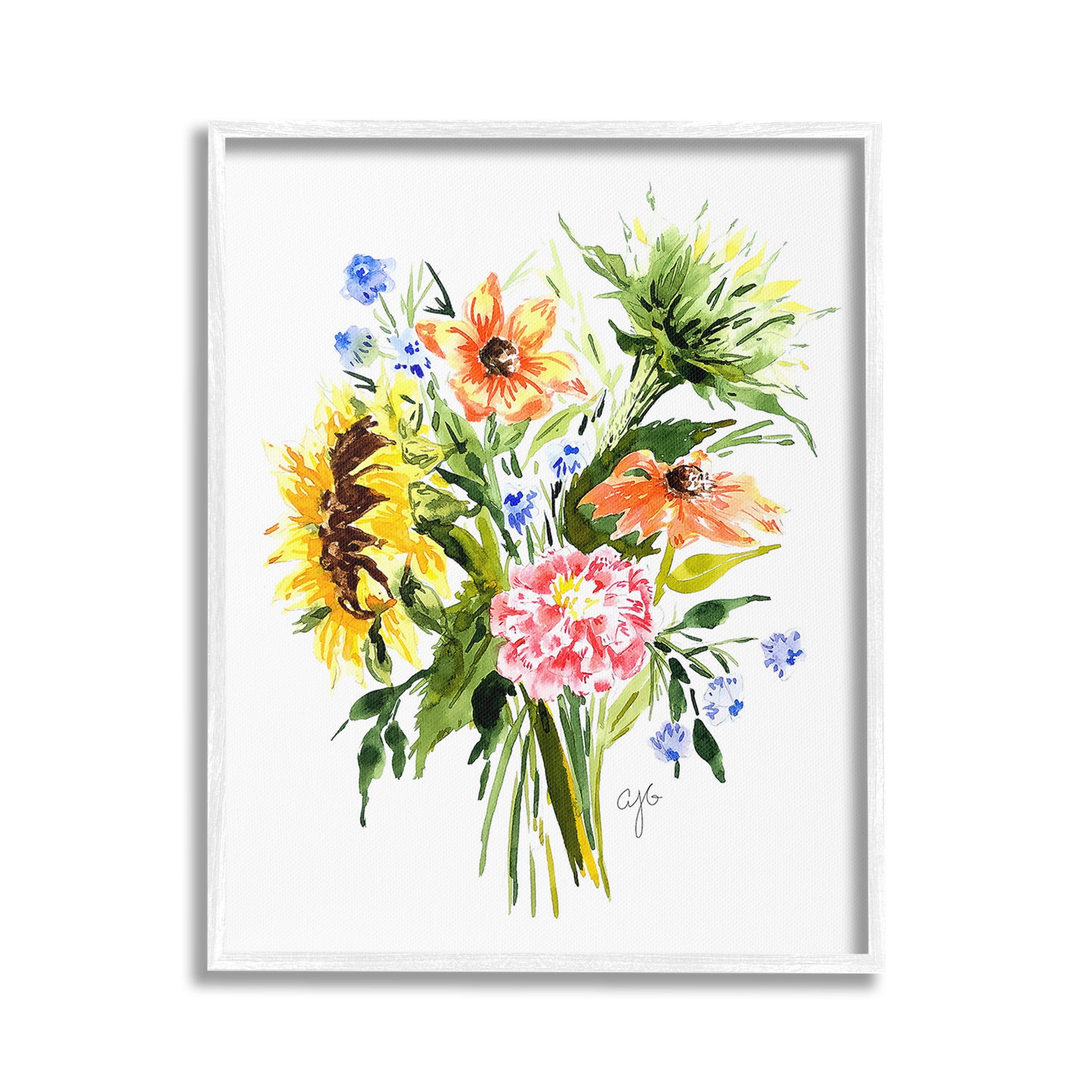 Stupell Industries Country Bunches Bouquet Botanical & Floral Painting White Framed Art Print Wall Art, 24 x 30