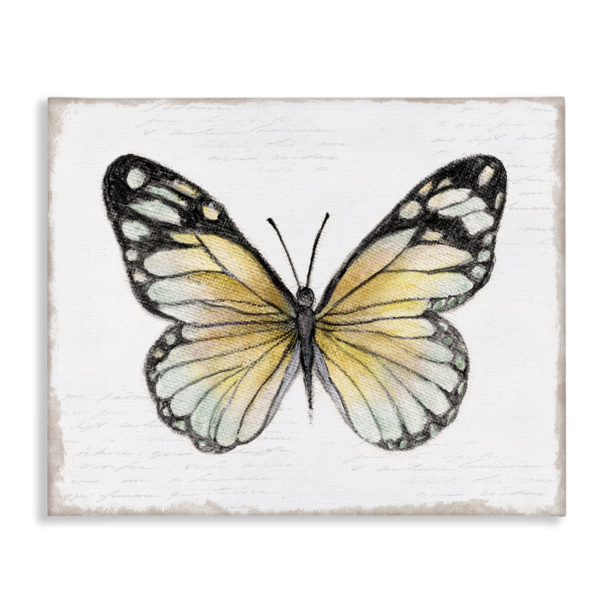 Stupell Industries Country Butterfly on White Animals Painting Wrapped Canvas Art Print Wall Art, 48 x 36