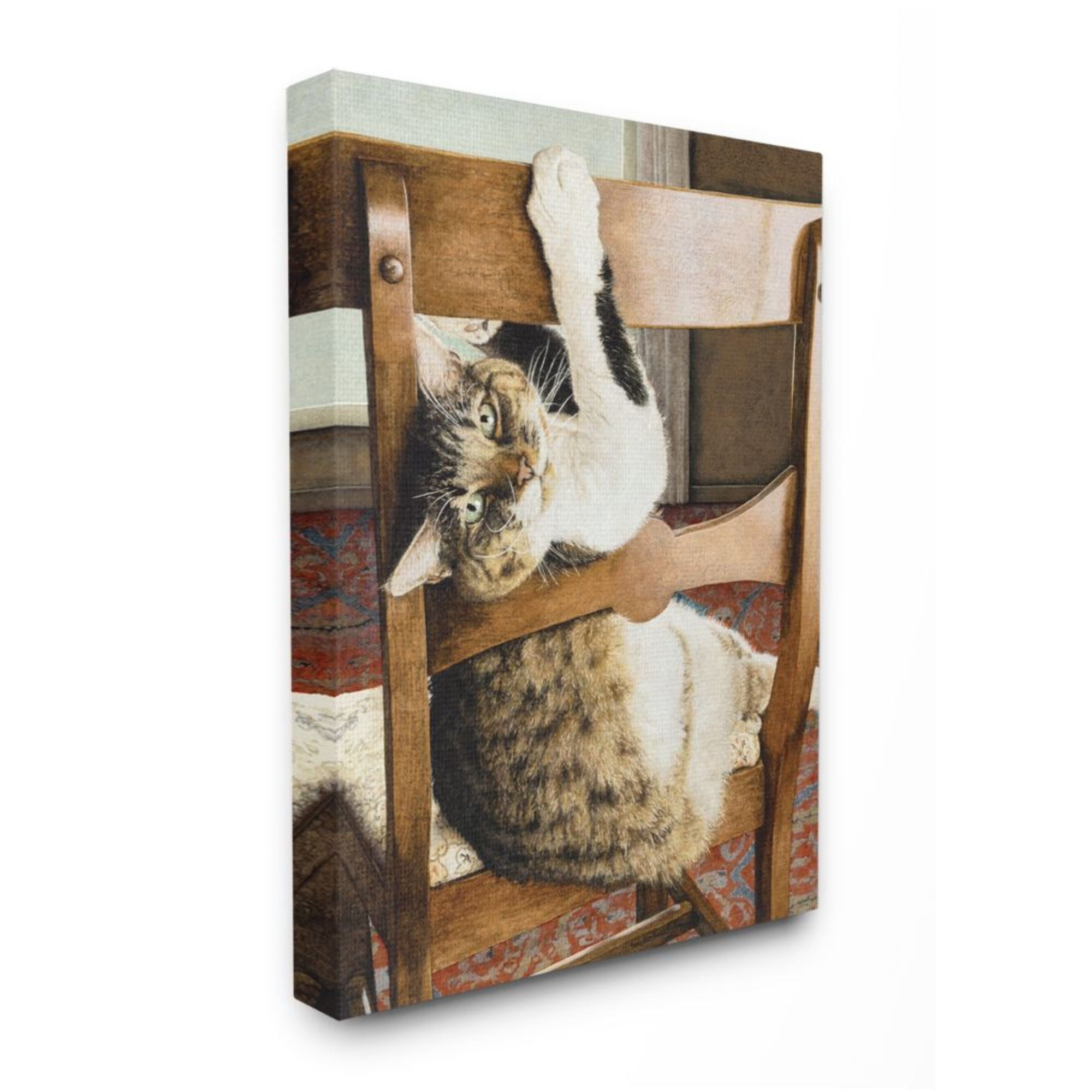 Stupell Industries Country Cat Lounging Wooden Chair Still Life Design by Sueellen Ross, 36" x 48"