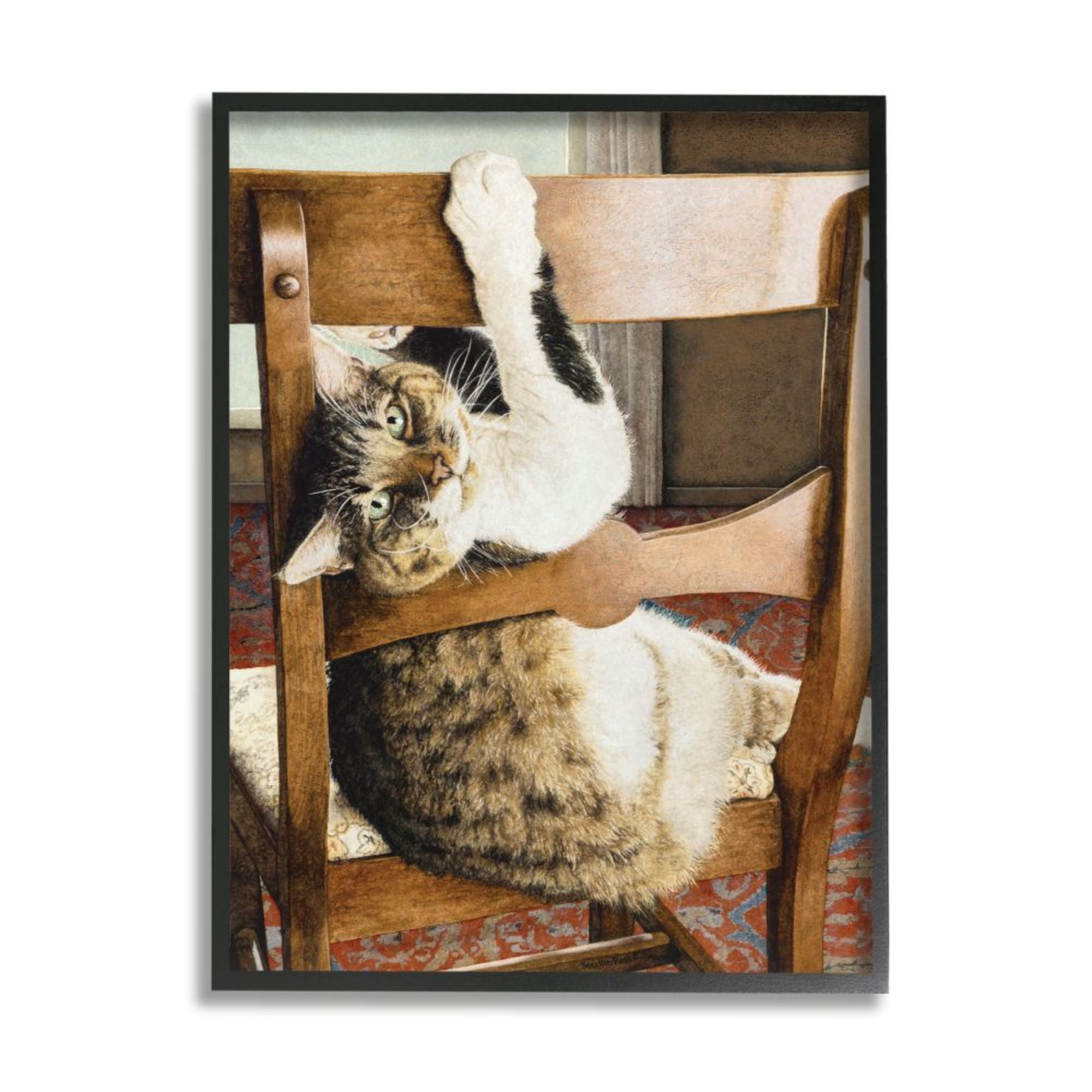 Stupell Industries Country Cat Lounging Wooden Chair Still Life Design by Sueellen Ross