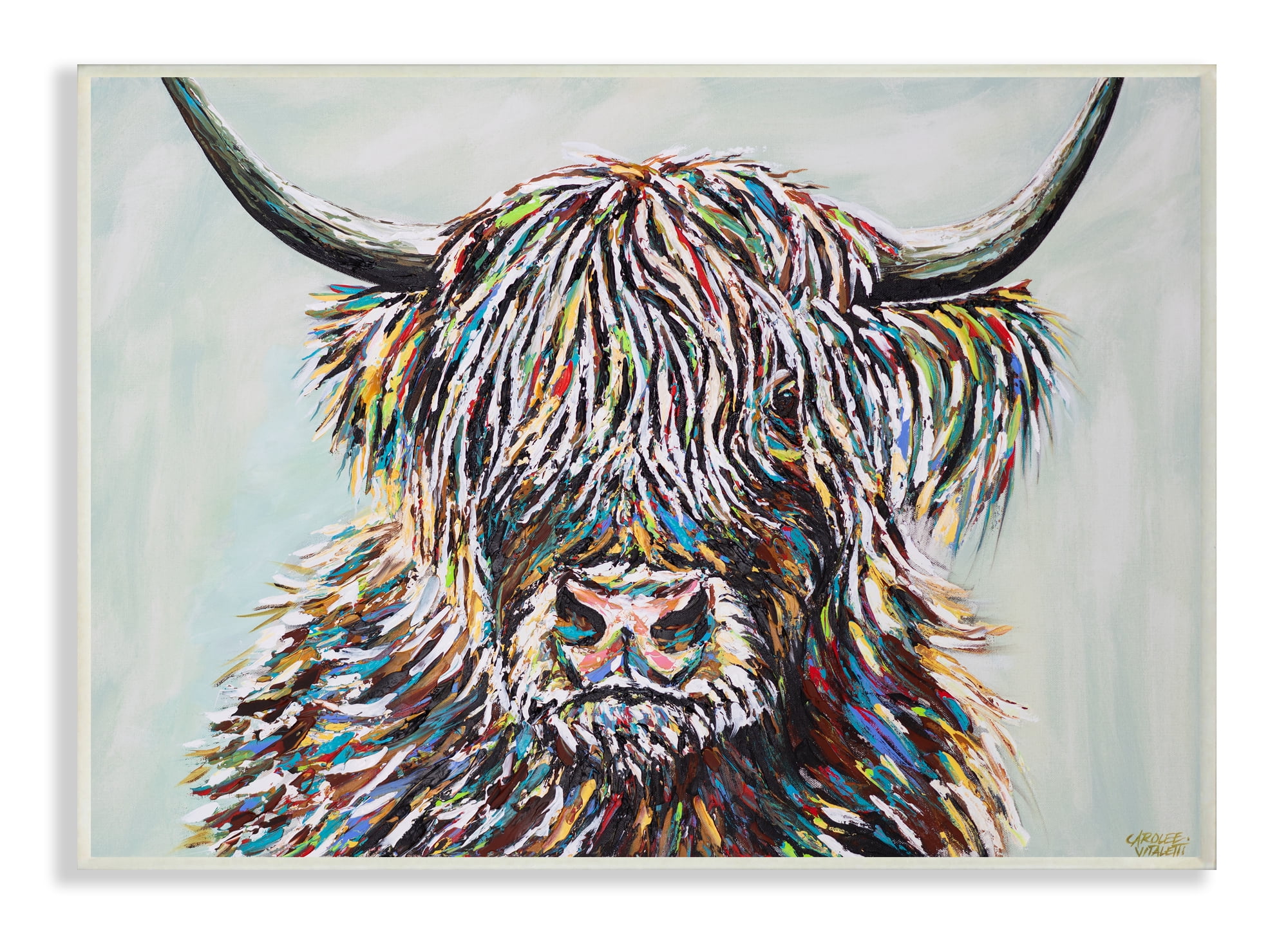 Stupell Industries Country Cattle Wooly Highland Portrait Rainbow Hair Wall Plaque, 10 x 15, Design by Carolee Vitaletti