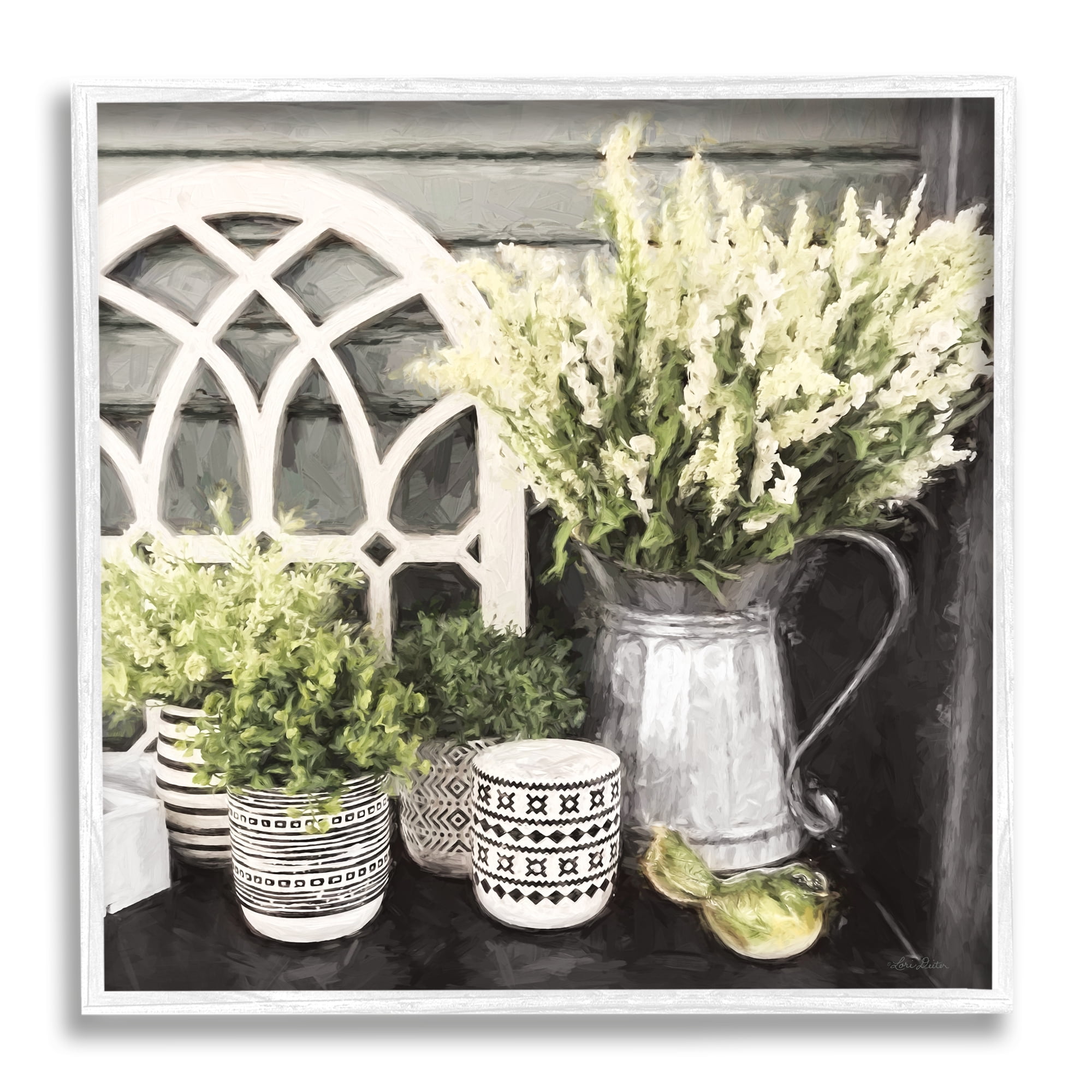 Stupell Industries Country Corner Still-Life Cottage Florals in Jars, 24 x 24, Designed by Lori Deiter
