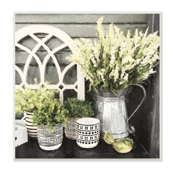 Stupell Industries Country Corner Still-Life Cottage Florals in Jars Paintings Unframed Art Print Wall Art, 12x12, by Lori Deiter