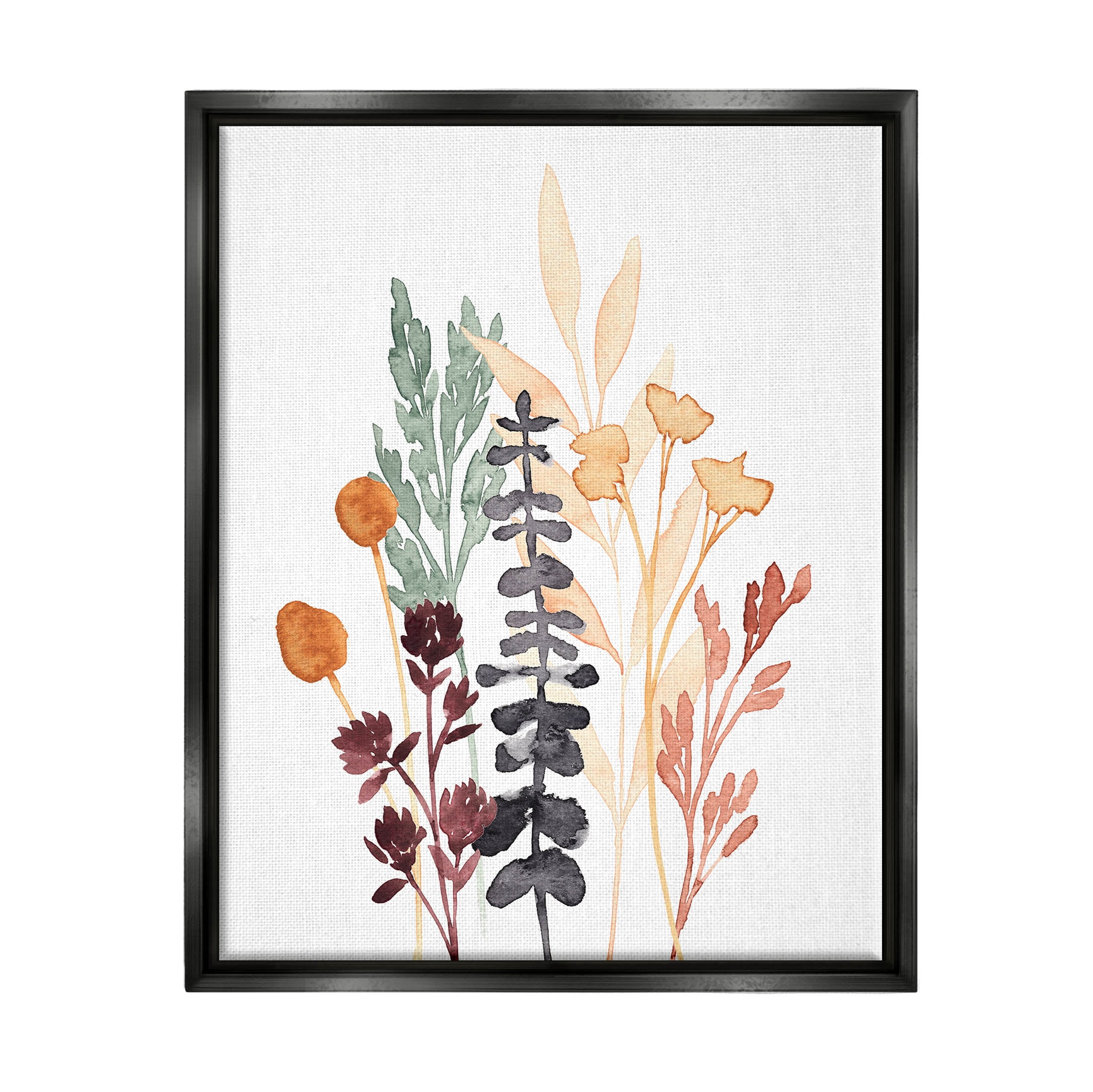 Stupell Industries Country Cottage Herbs Layered Botanicals Graphic Art Jet Black Floating Framed Canvas Print Wall Art, Design by Annie Warren