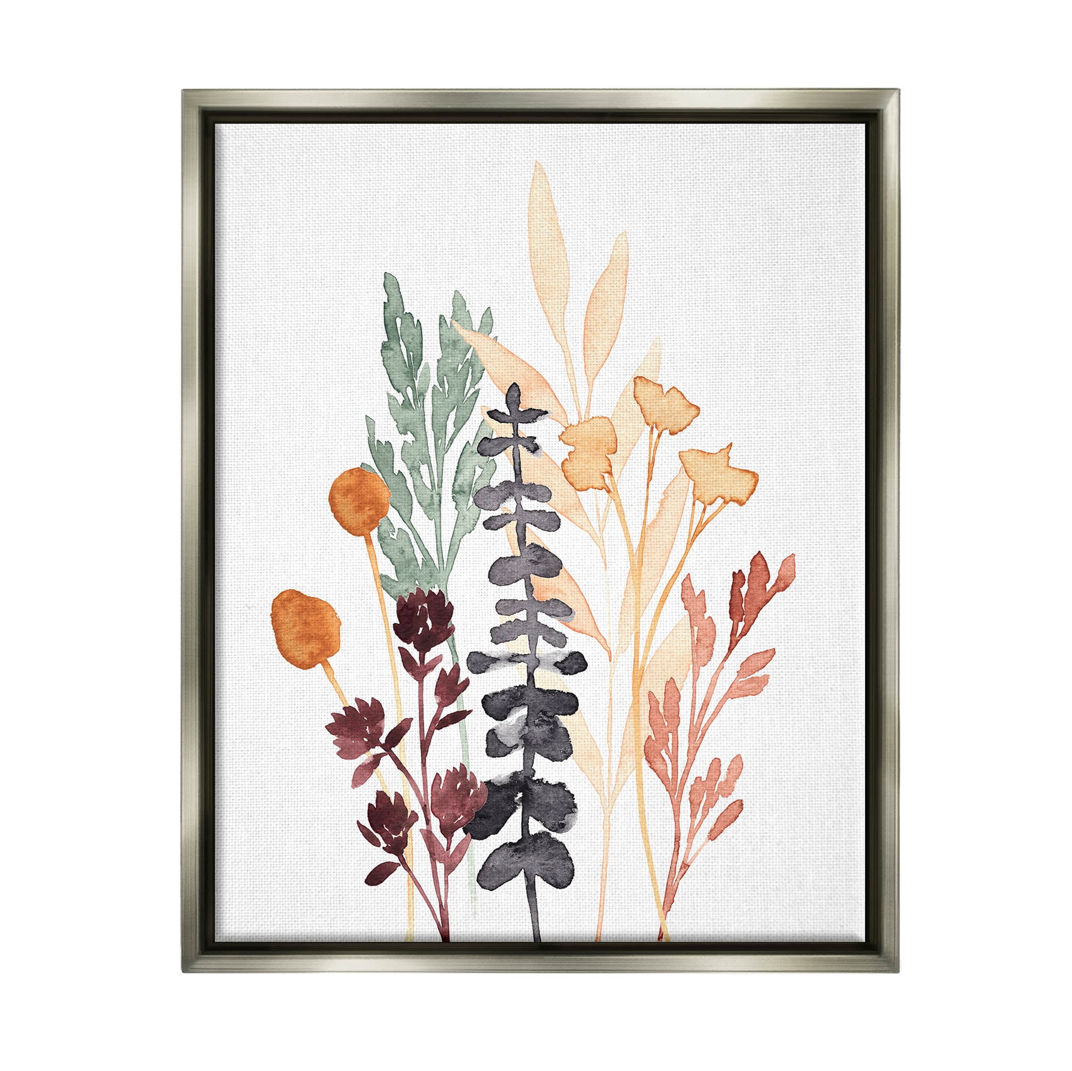 Stupell Industries Country Cottage Herbs Layered Botanicals Graphic Art Luster Gray Floating Framed Canvas Print Wall Art, Design by Annie Warren