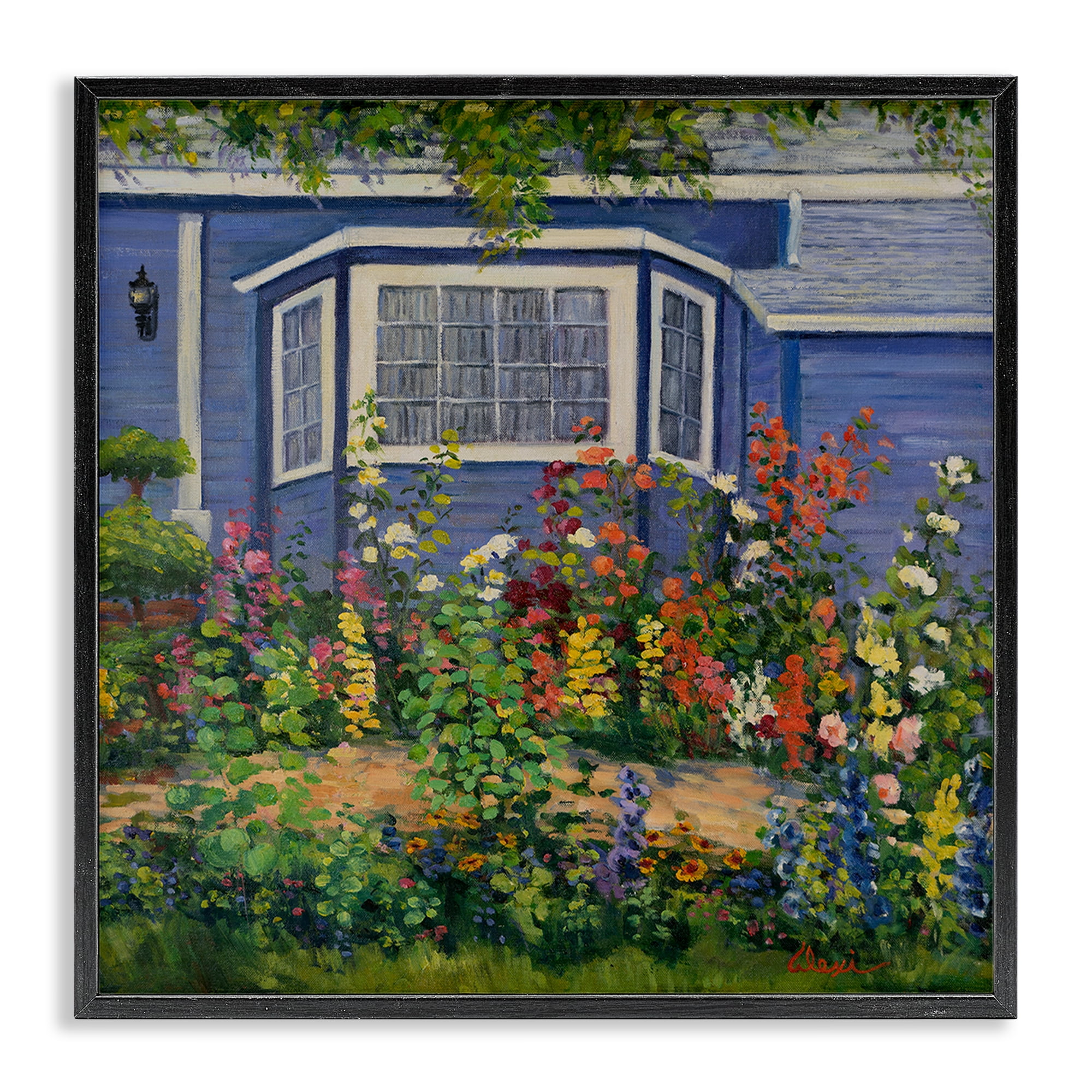 Stupell Industries Country Cottage Lovely Garden Landscape & Nature Painting Black Framed Art Print Wall Art, 17 x 17