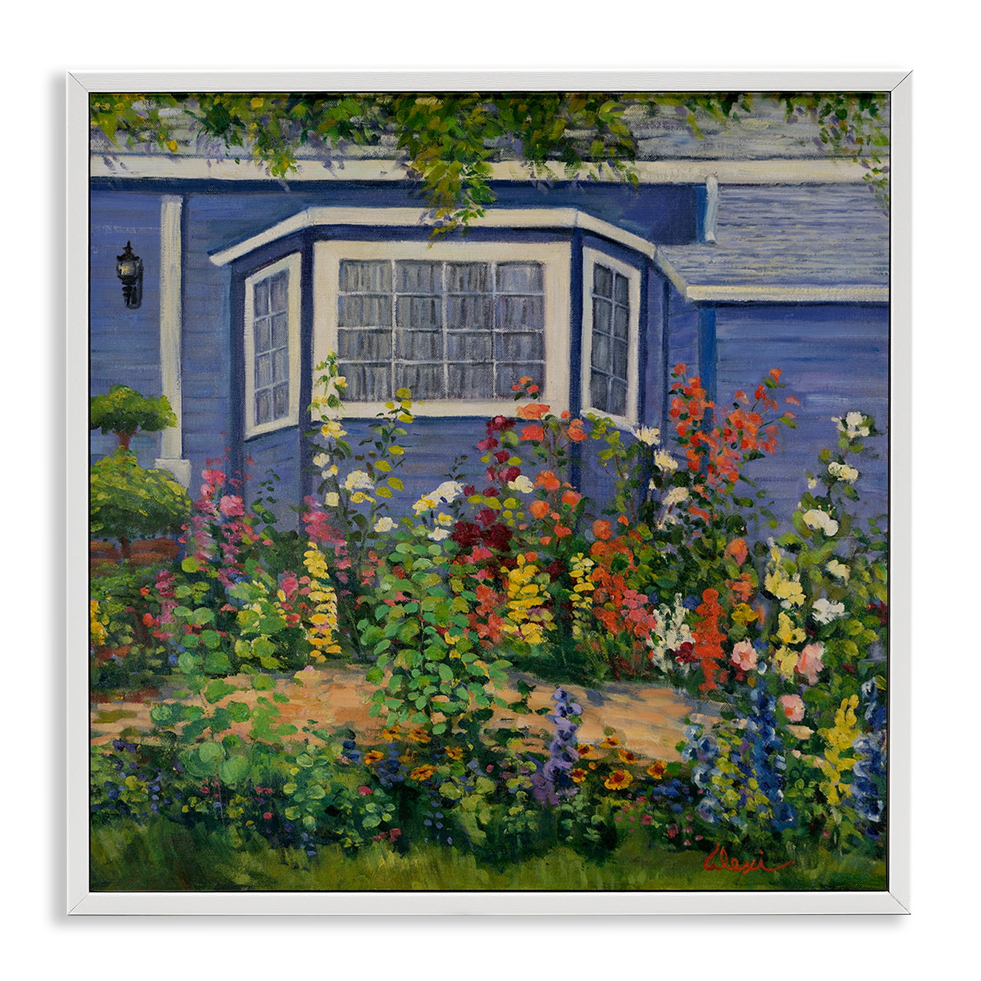 Stupell Industries Country Cottage Lovely Garden Landscape & Nature Painting White Framed Art Print Wall Art, 12 x 12