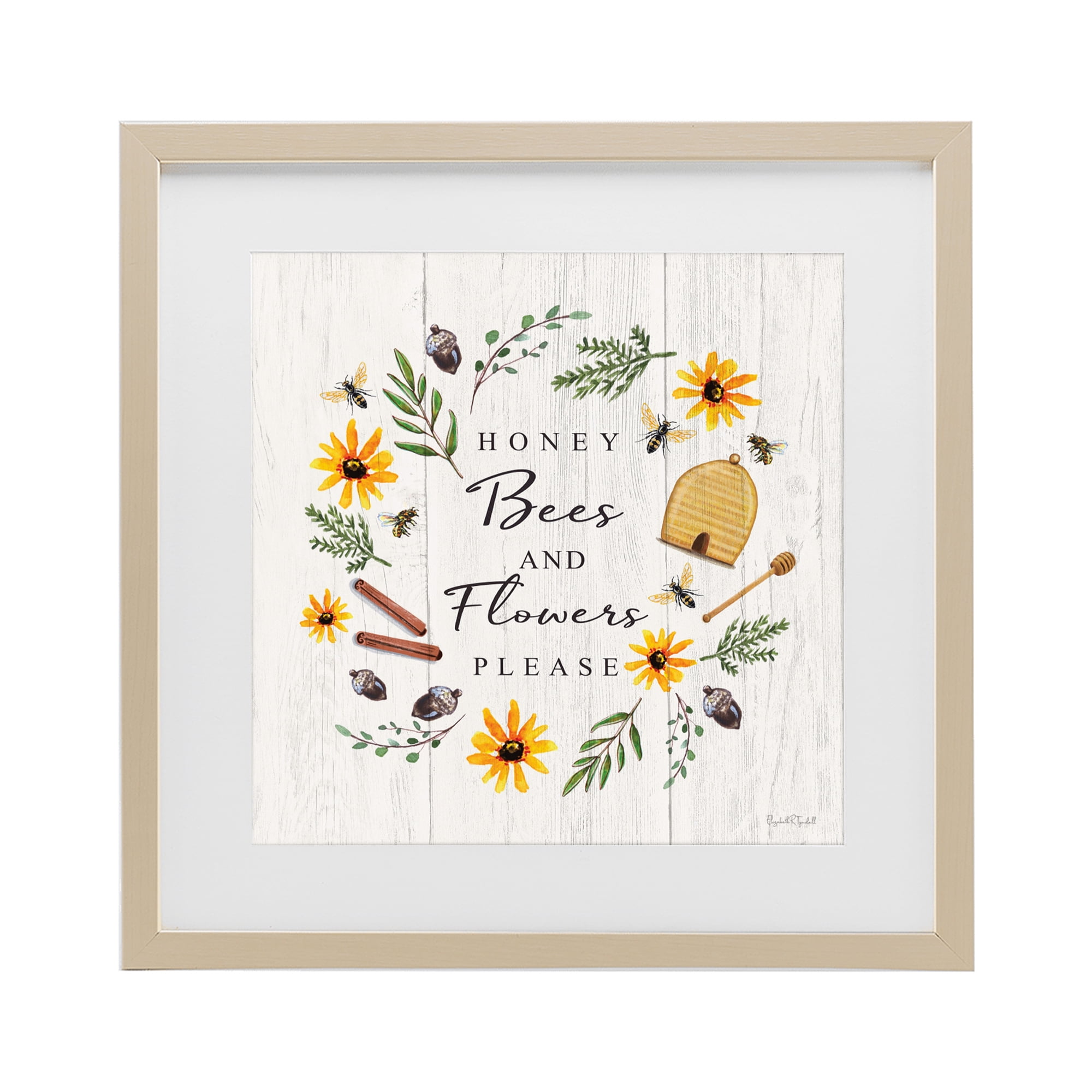 Stupell Industries Country Cottage Wreath & Quote Birch Framed Print Under Glass, design by Elizabeth Tyndall