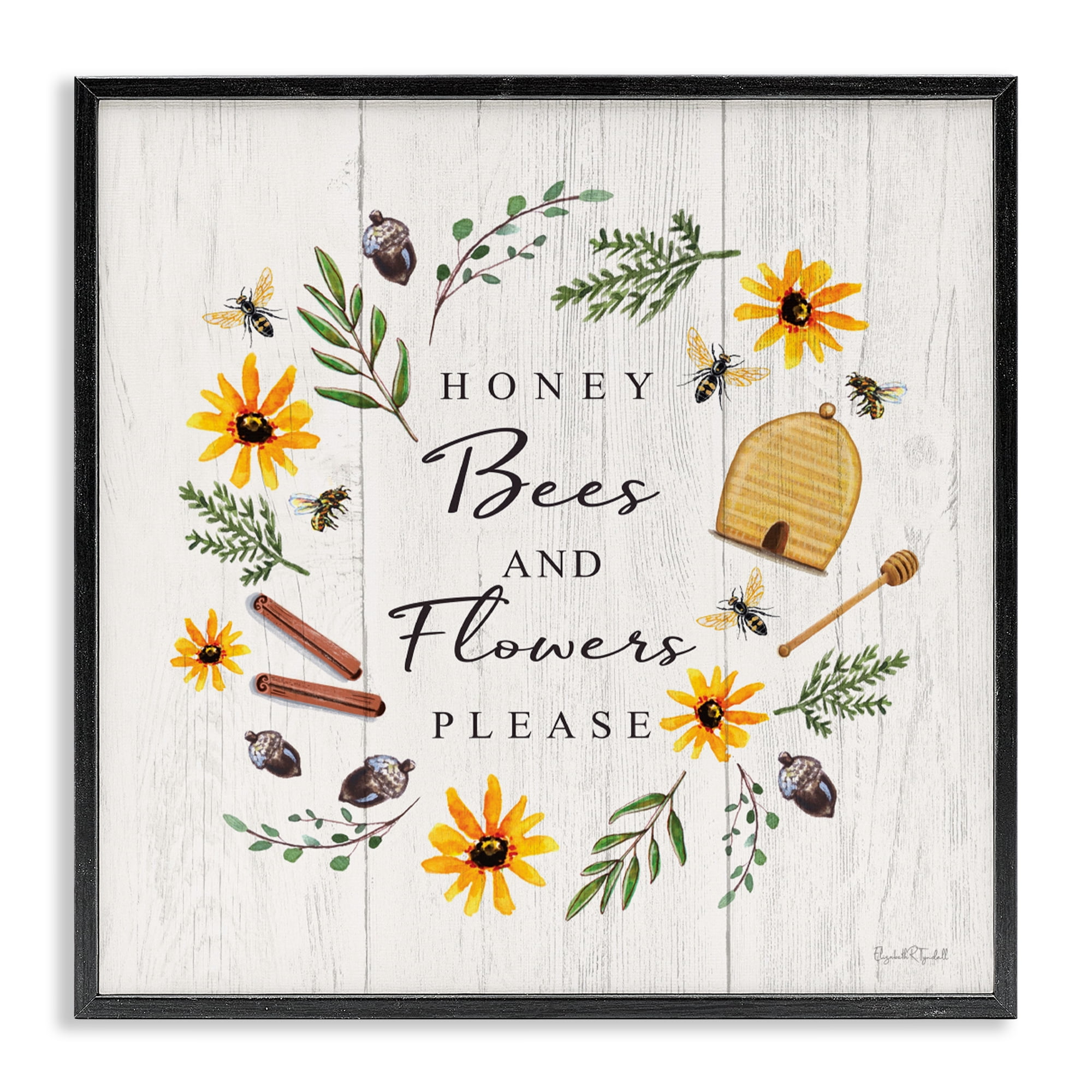Stupell Industries Country Cottage Wreath & Quote Black Framed Giclee Art, design by Elizabeth Tyndall