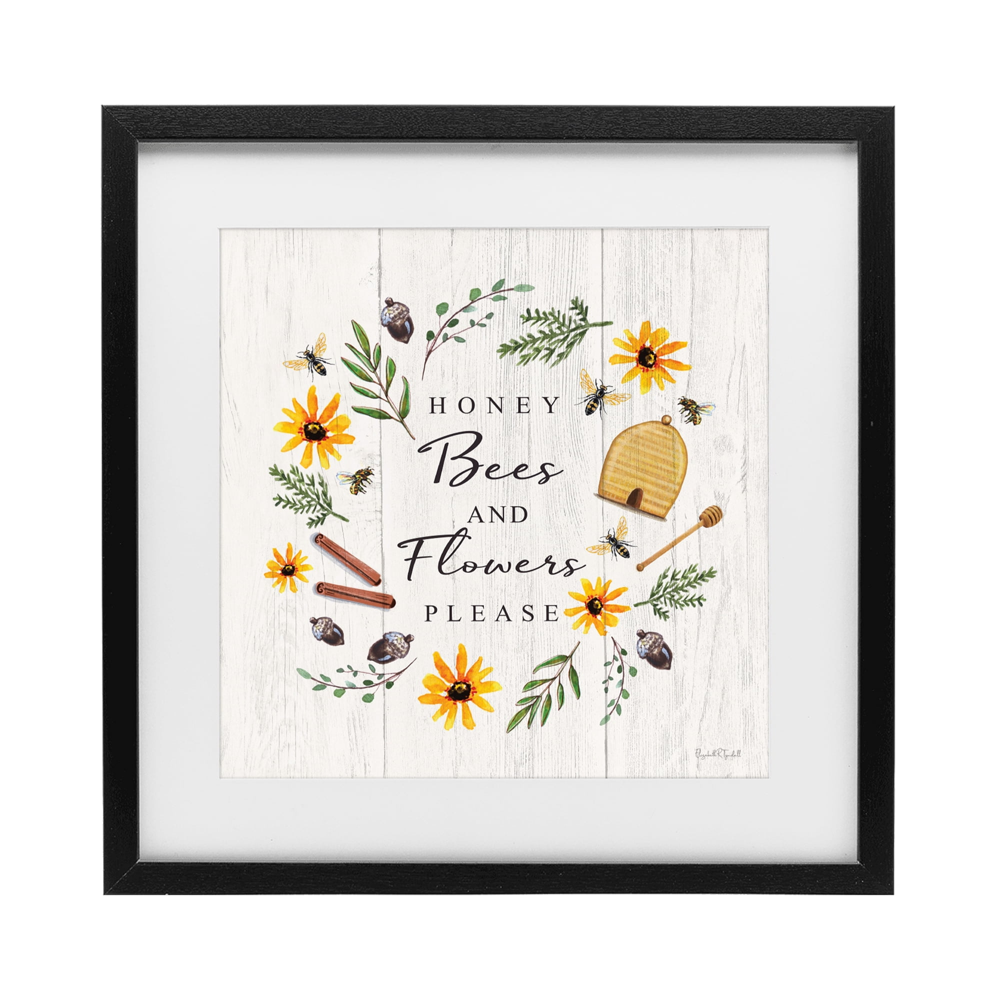 Stupell Industries Country Cottage Wreath & Quote Black Framed Print Under Glass, design by Elizabeth Tyndall