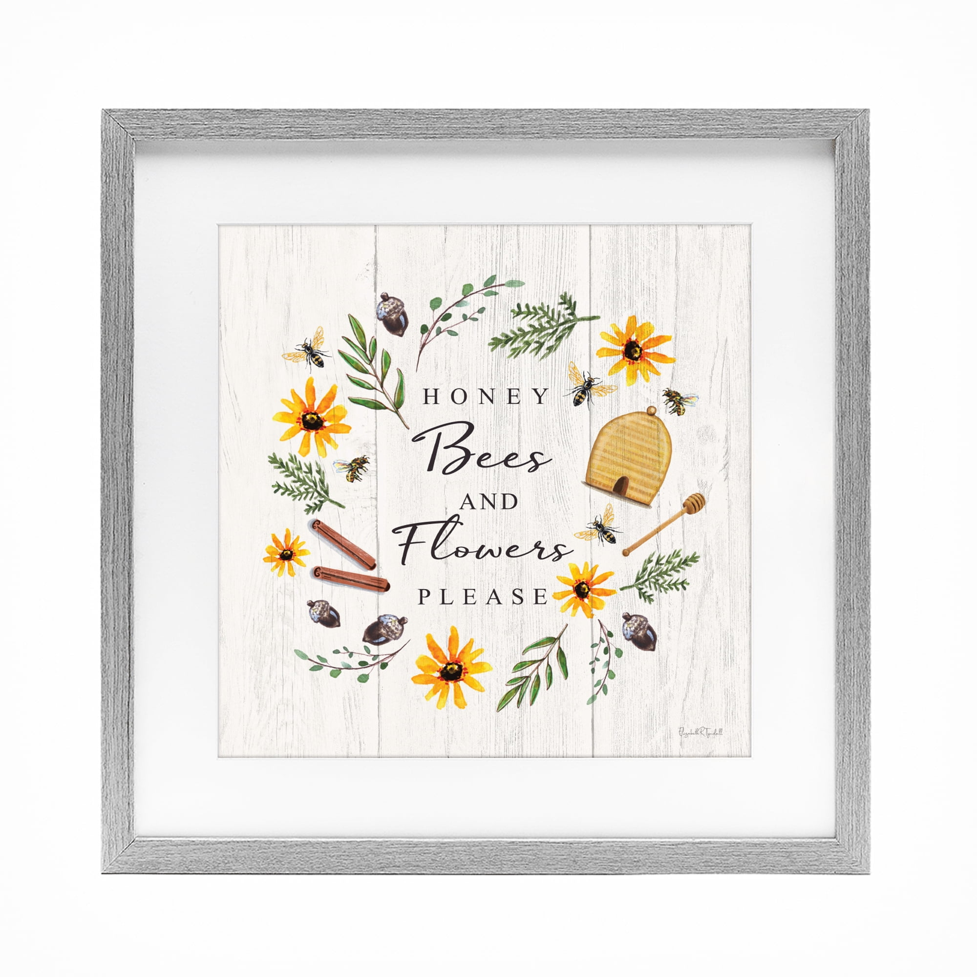 Stupell Industries Country Cottage Wreath & Quote Gray Framed Print Under Glass, design by Elizabeth Tyndall