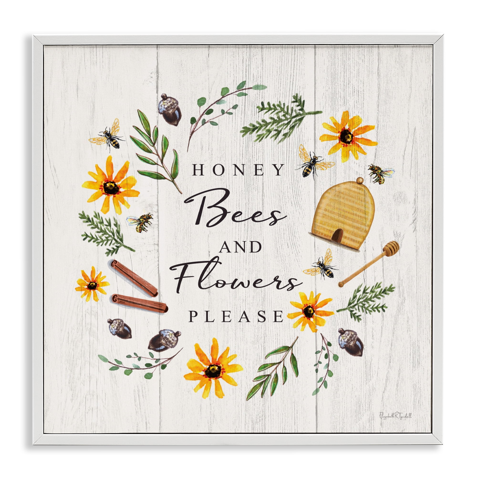 Stupell Industries Country Cottage Wreath & Quote White Framed Giclee Art, design by Elizabeth Tyndall