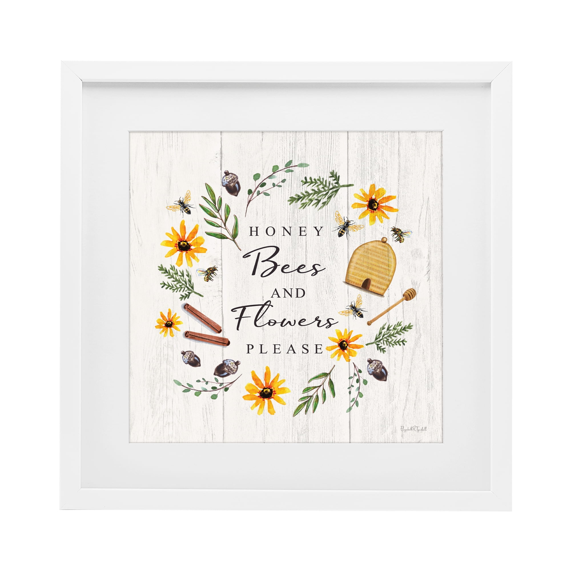 Stupell Industries Country Cottage Wreath & Quote White Framed Print Under Glass, design by Elizabeth Tyndall