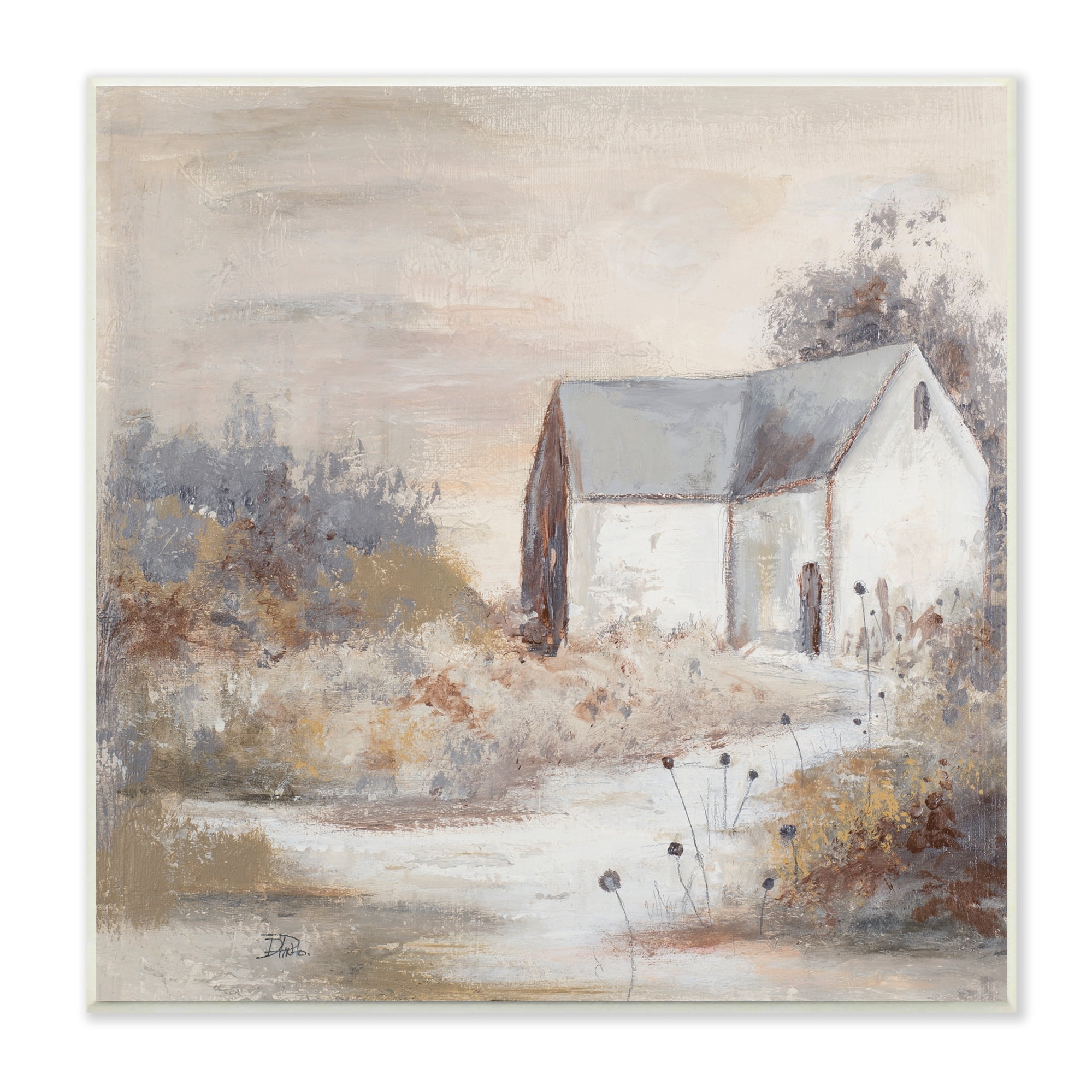 Stupell Industries Country Cottage with Tall Grass Traditional Painting, 12 x 12,Design by Patricia Pinto
