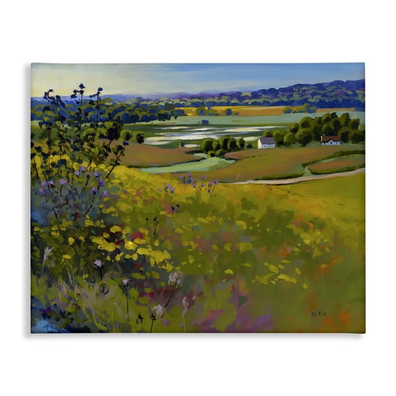 Stupell Industries Country Cottages View Landscape & Nature Painting Wrapped Canvas Art Print Wall Art, 40 x 30