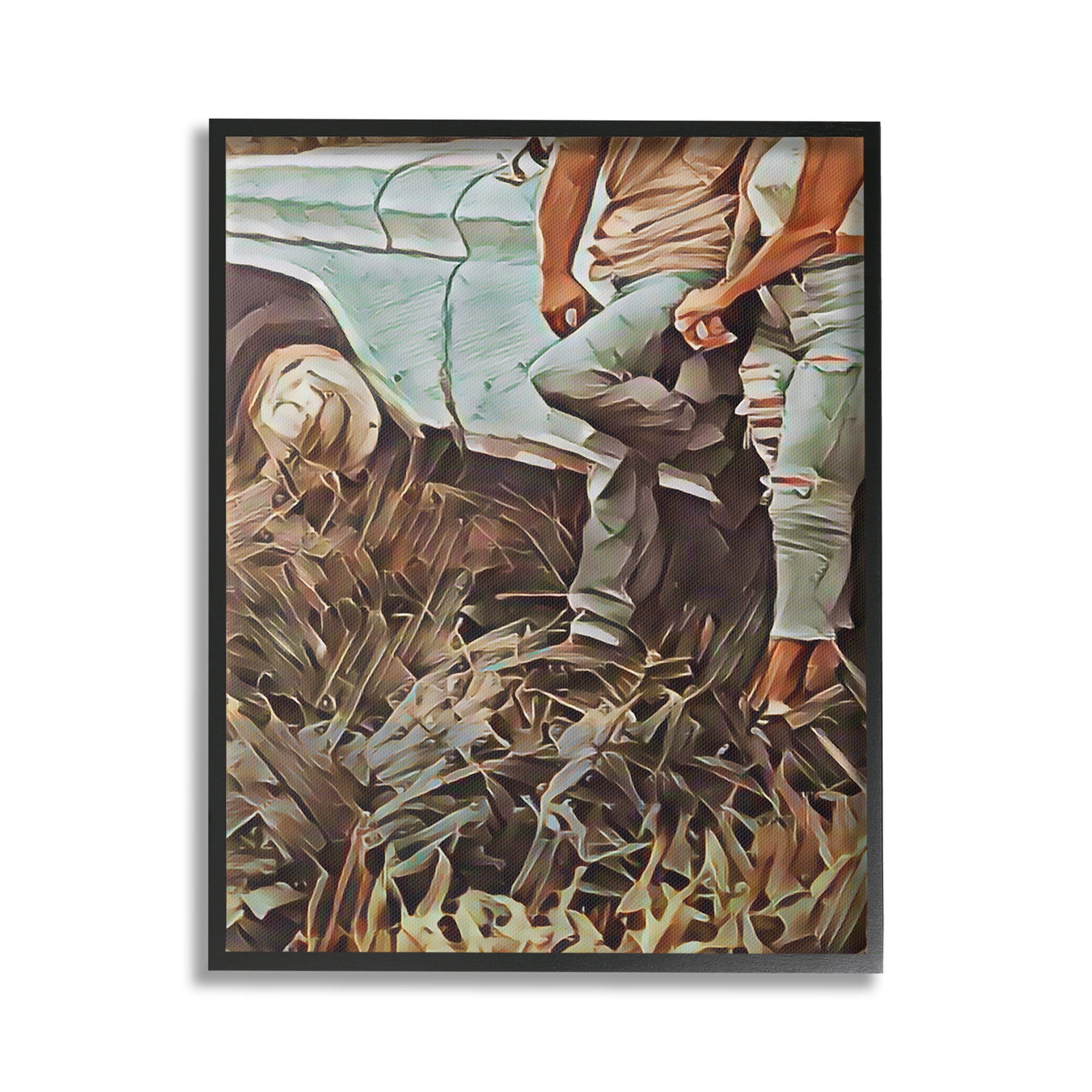 Stupell Industries Country Couple & Car Transportation Painting Black Framed Art Print Wall Art, 24 x 30