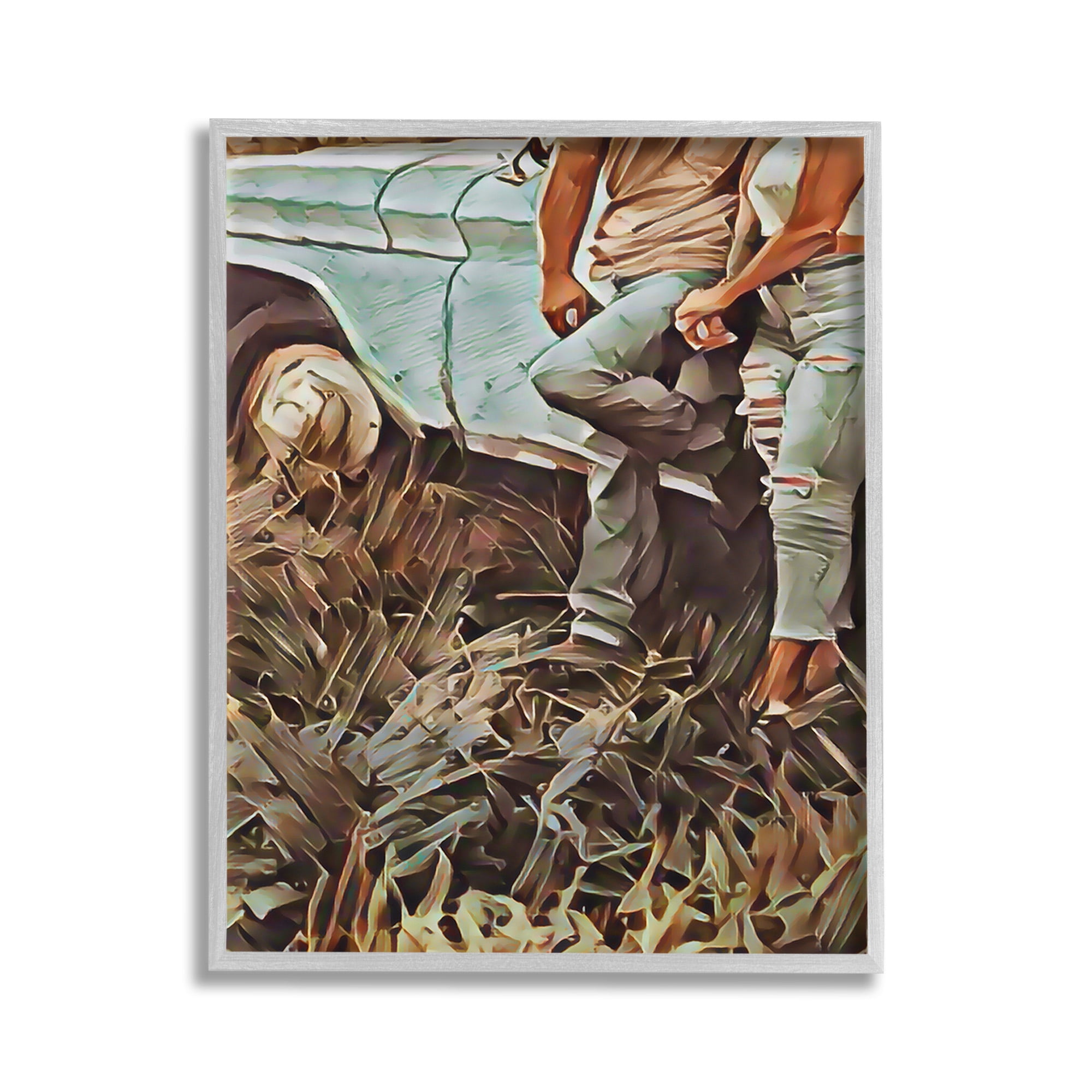 Stupell Industries Country Couple & Car Transportation Painting Gray Framed Art Print Wall Art, 11 x 14